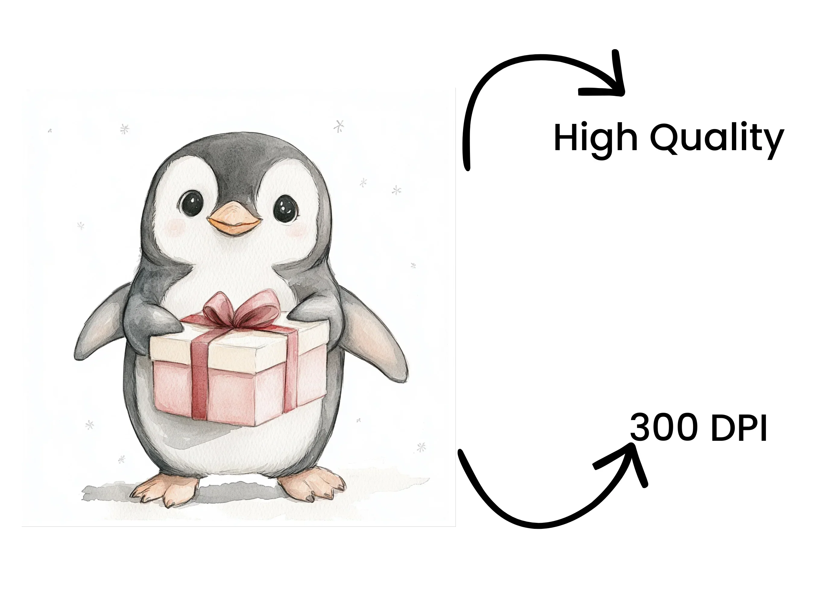 Cute Penguin with Gift Box Clipart Bundle - Image 4