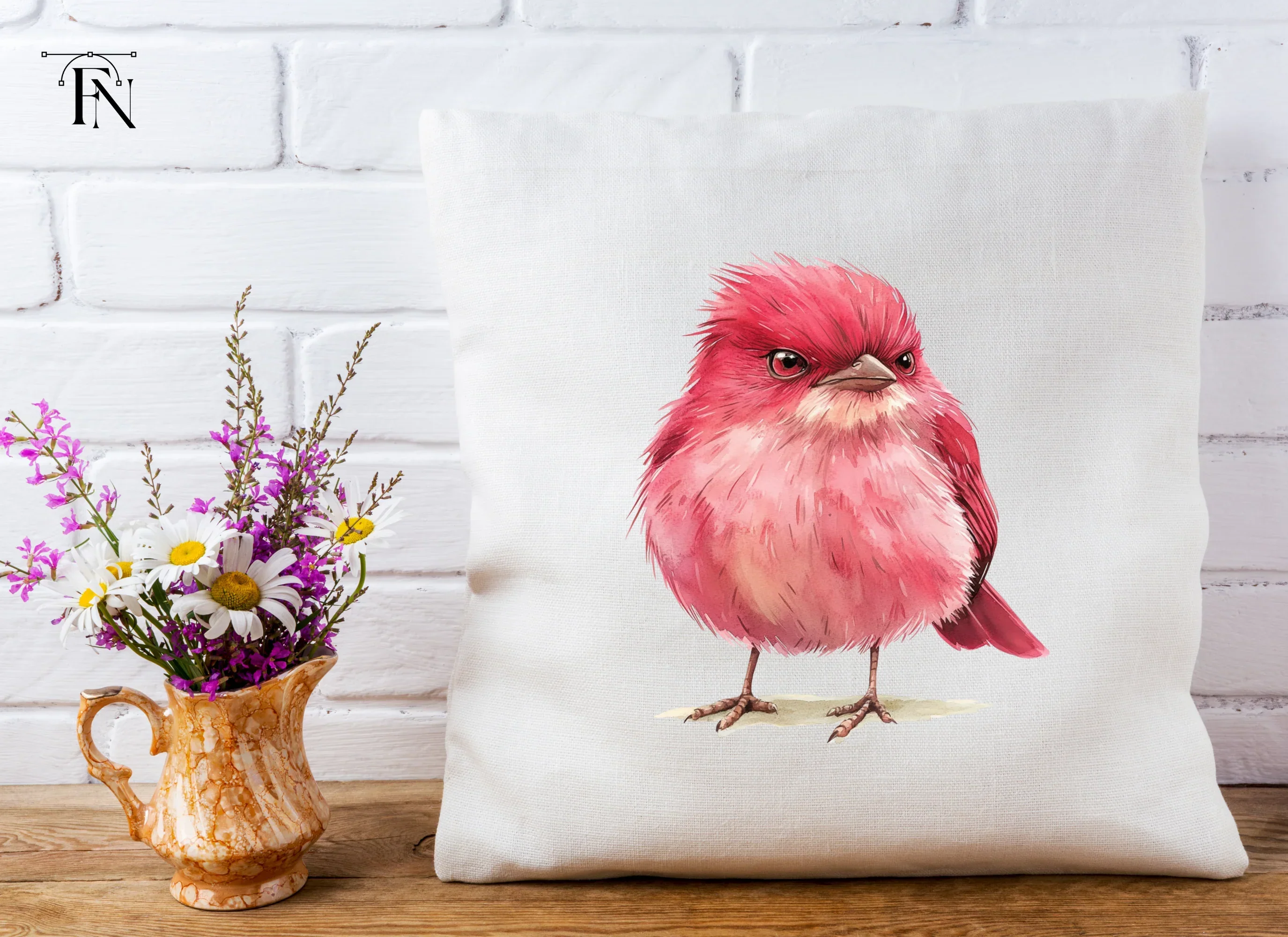 Cute Pink Bird Illustration Clipart Bundle - Image 5