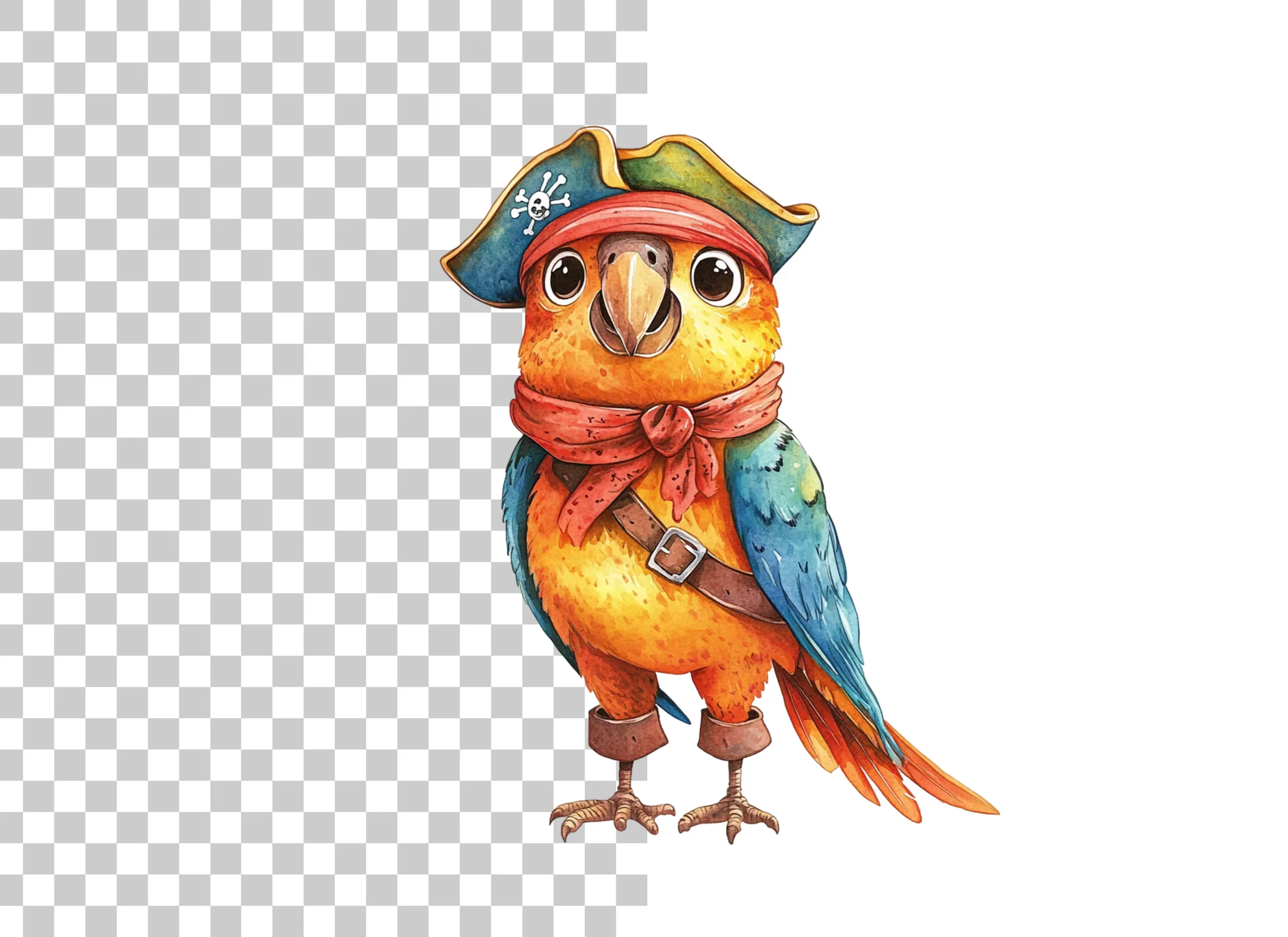 Cute Pirate Parrot Illustration Clipart Bundle - Image 2