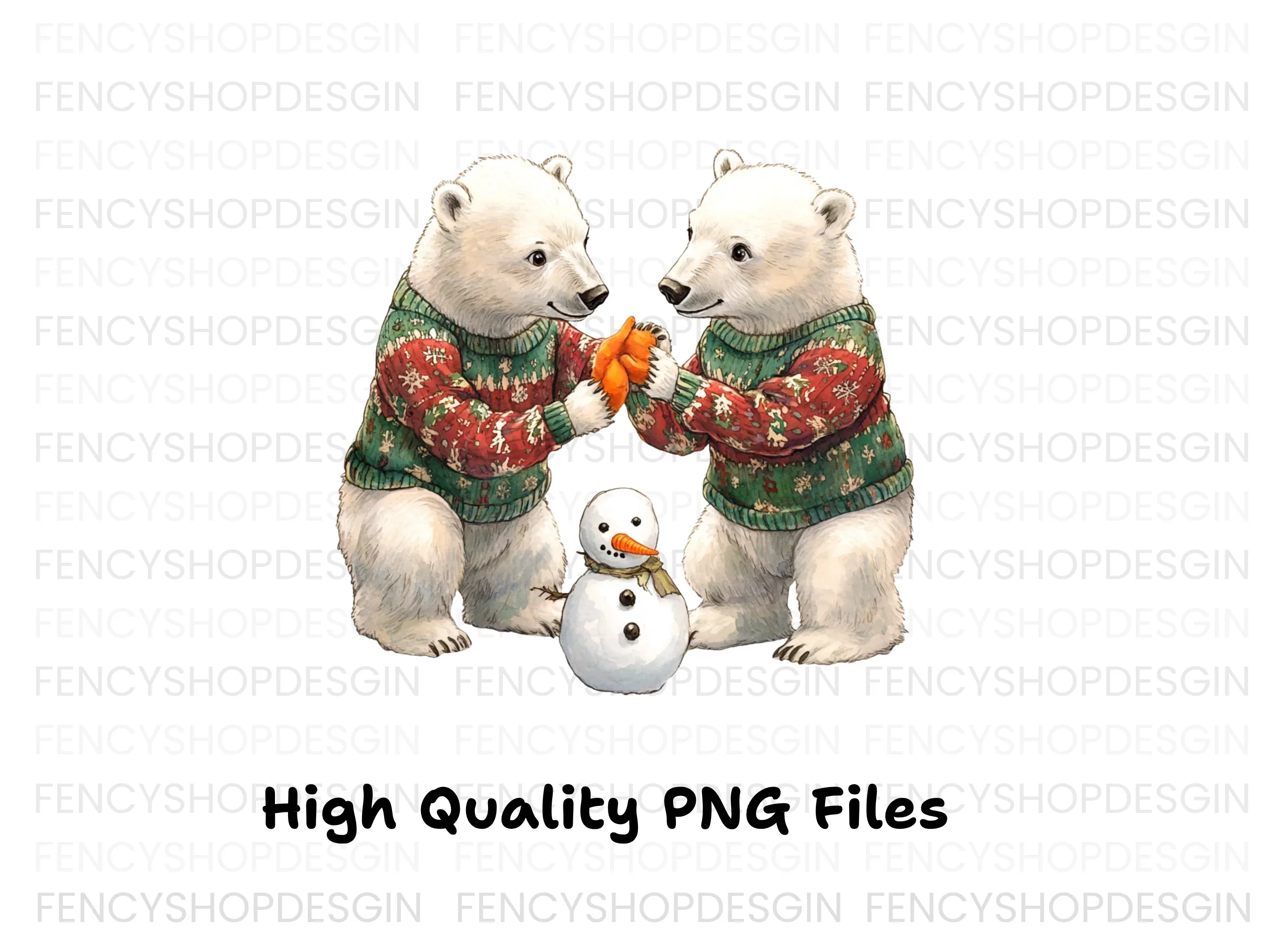Cute Polar Bears Christmas Clipart Bundle - Image 3