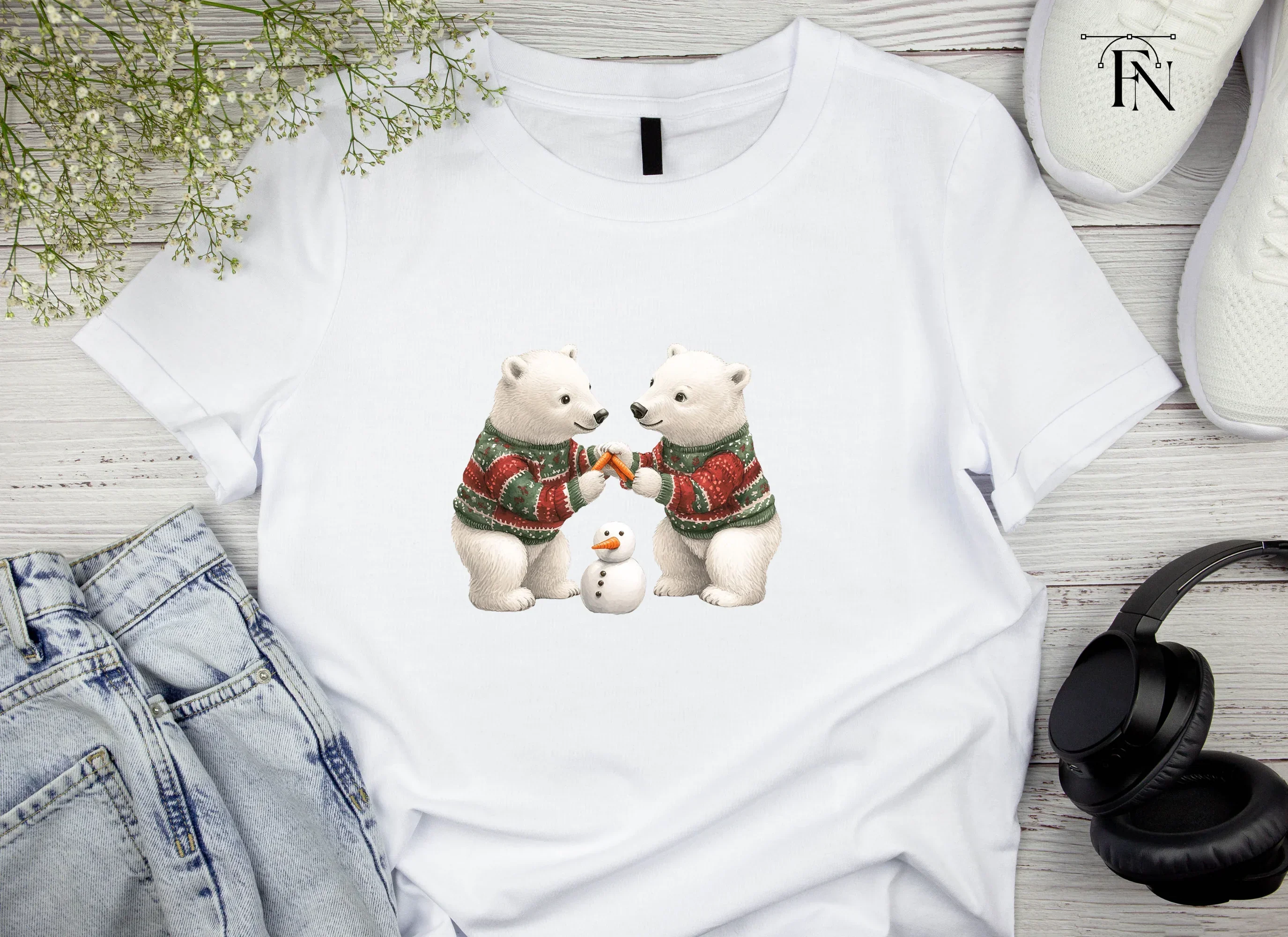 Cute Polar Bears Christmas Clipart Bundle - Image 4