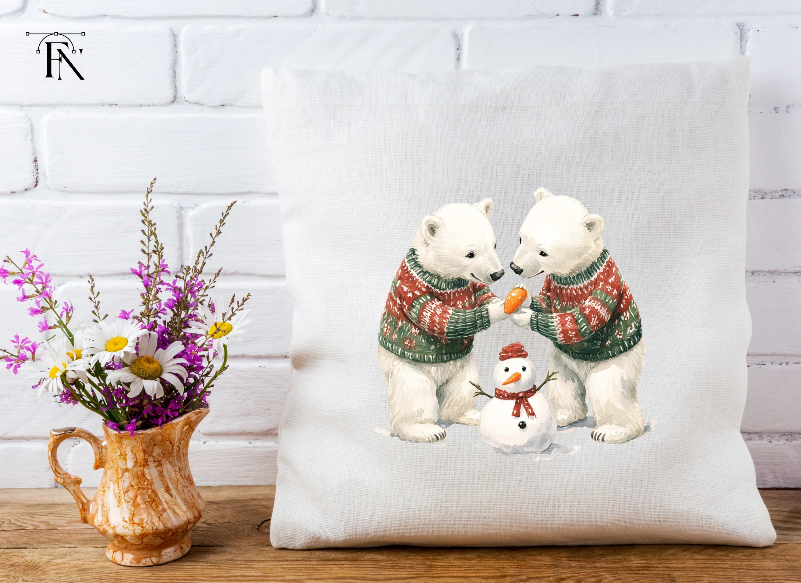 Cute Polar Bears Christmas Clipart Bundle - Image 5