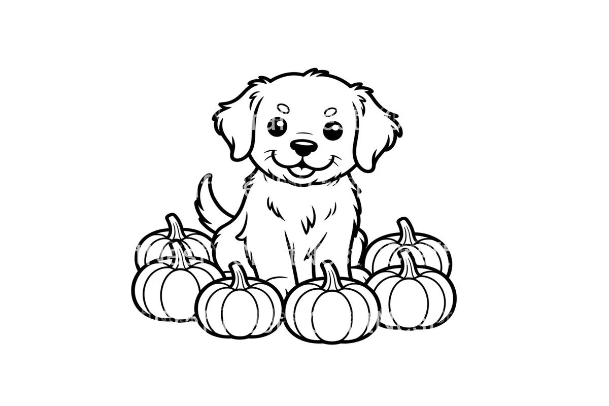 Cute Puppy and Pumpkins Coloring Books - Image 2