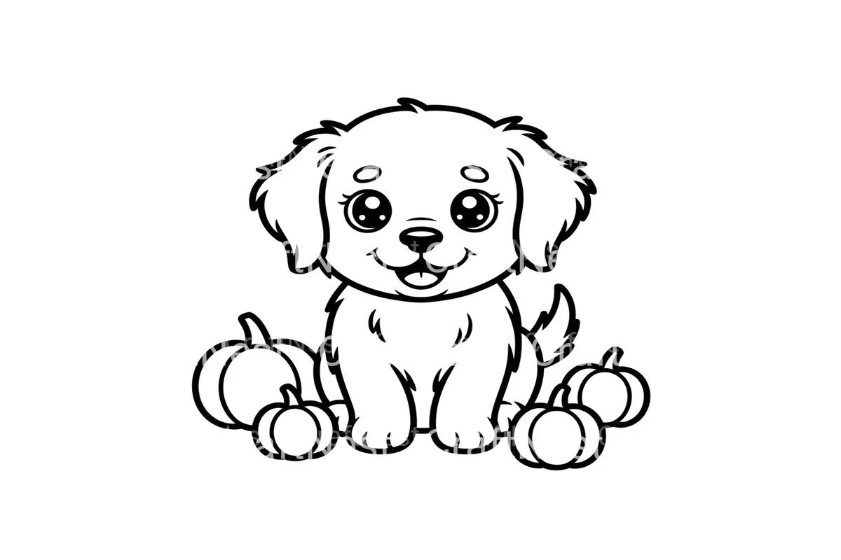 Cute Puppy and Pumpkins Coloring Books - Image 3
