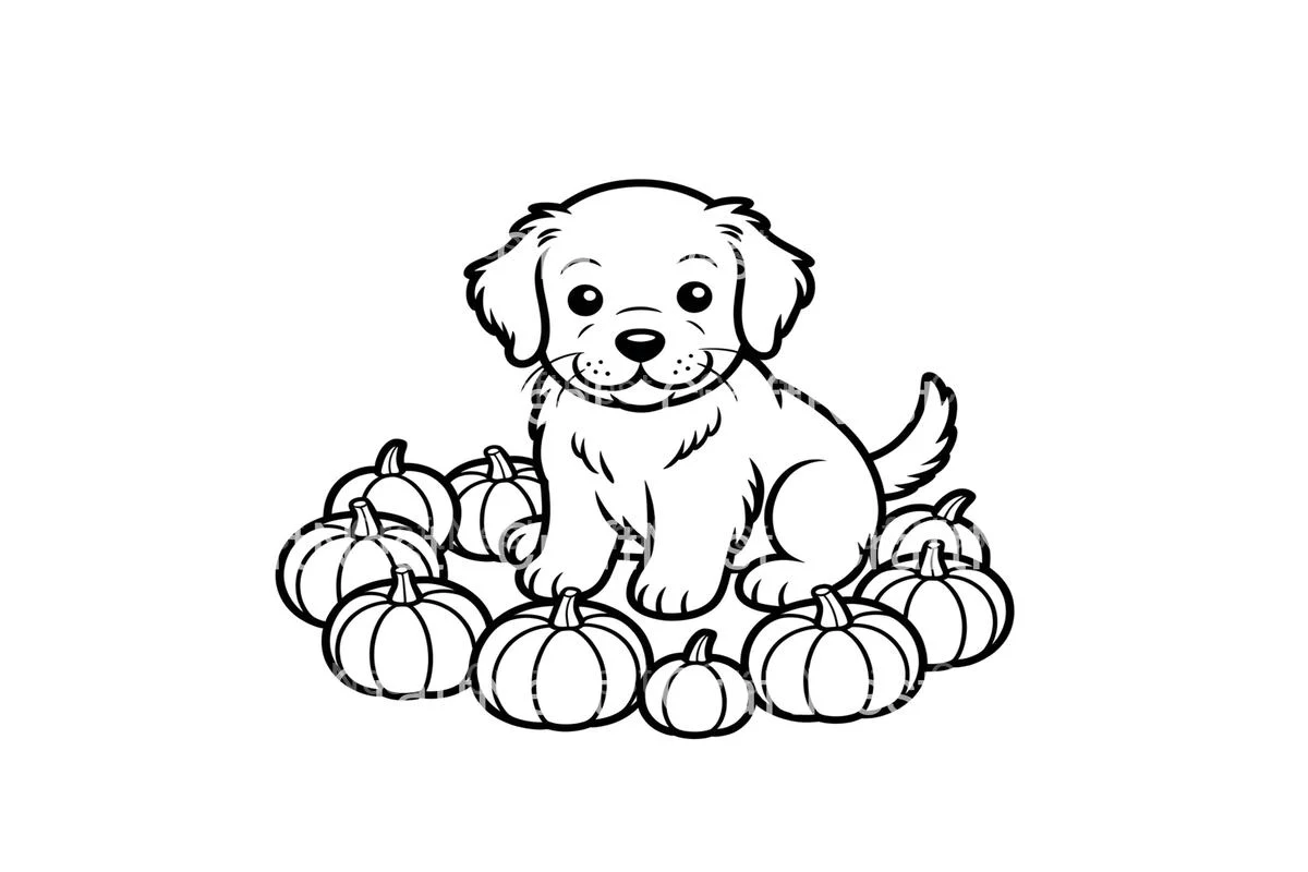 Cute Puppy and Pumpkins Coloring Books - Image 4
