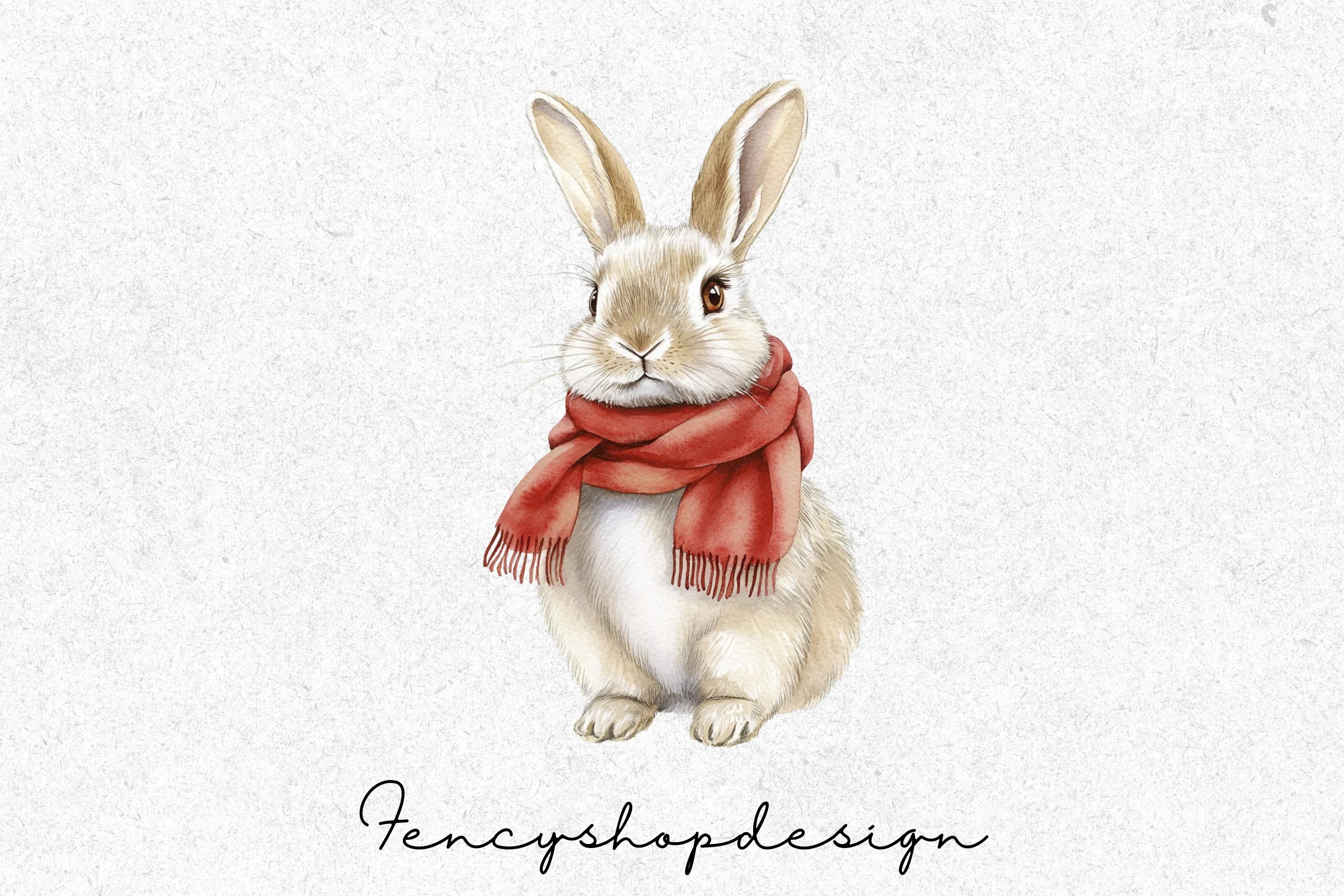 Cute Rabbits with Scarves Clipart Bundle - Image 4