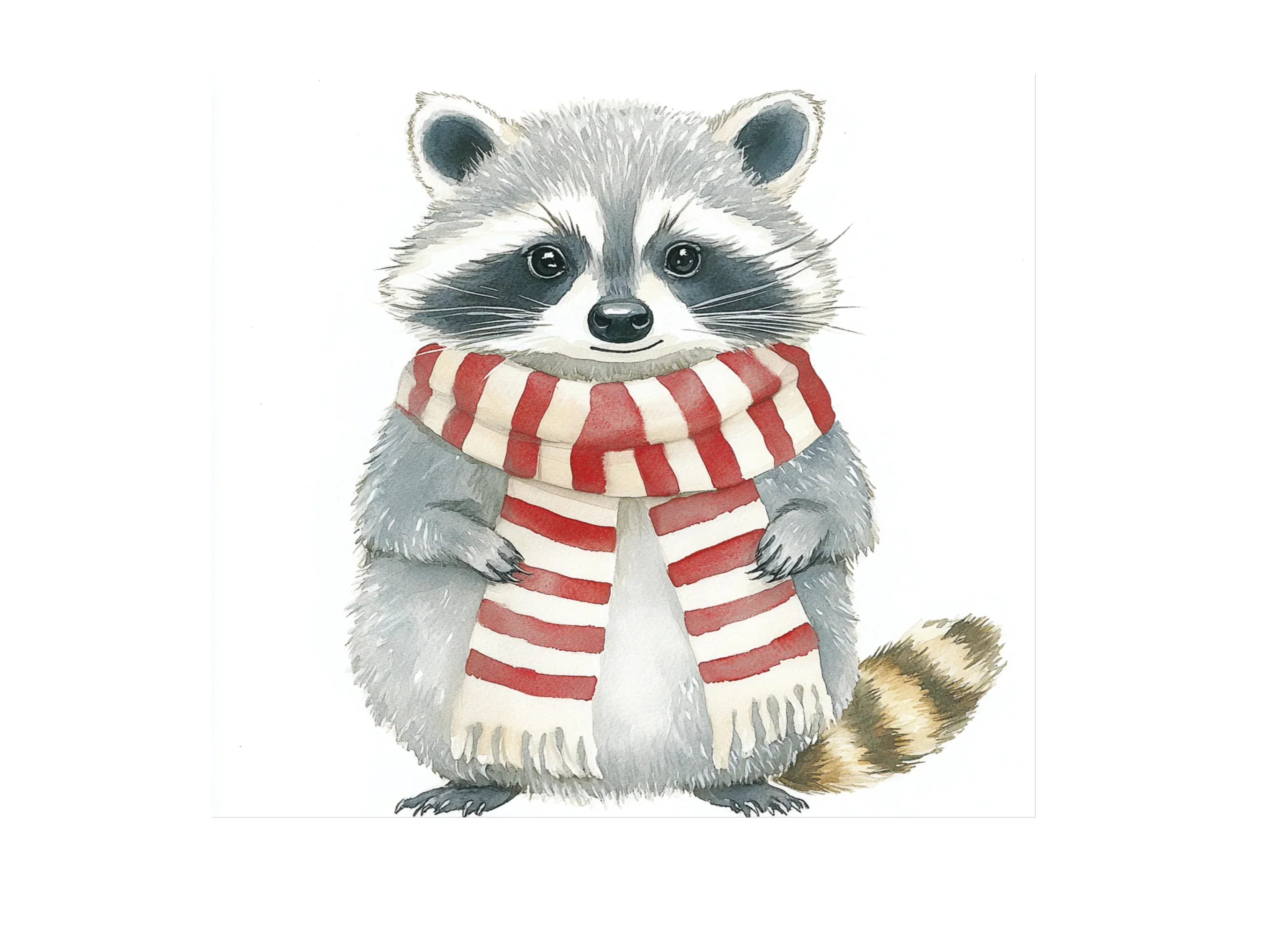 Cute Raccoons with Winter Scarves Clipart Bundle - Image 3