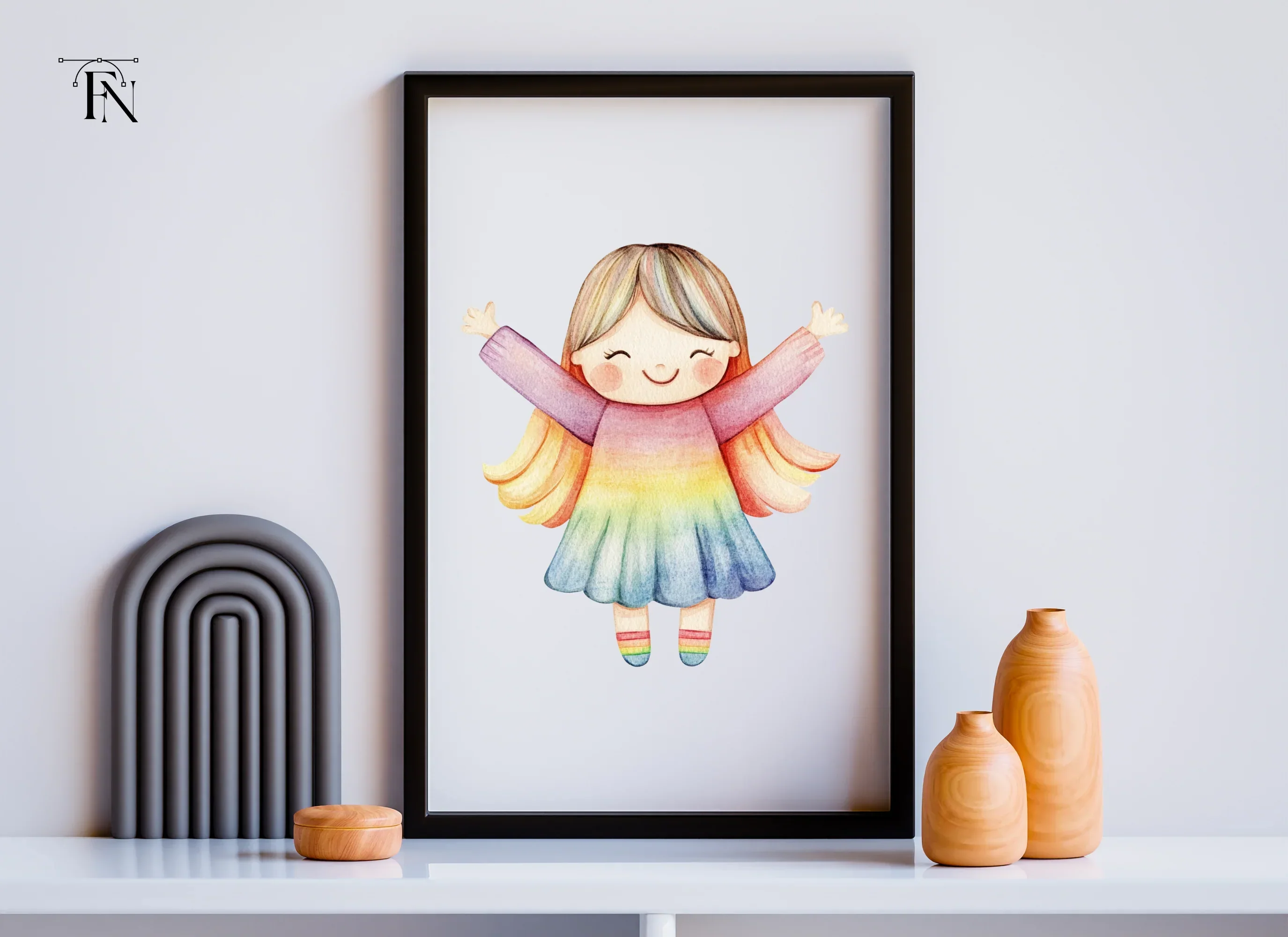 Cute Rainbow Angel Girl Clipart Bundle - Image 4