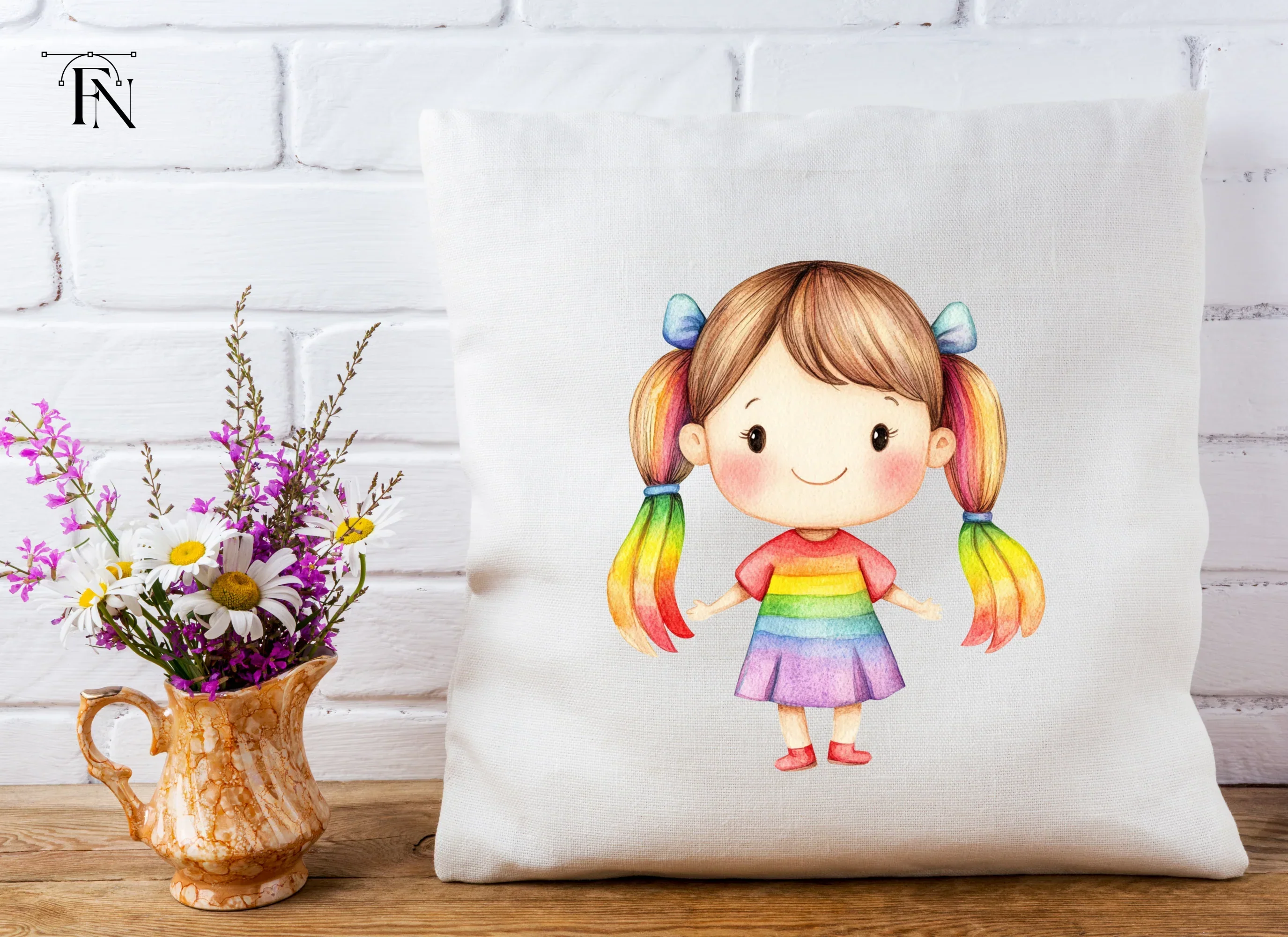 Cute Rainbow Hair Girl Clipart Bundle - Image 2