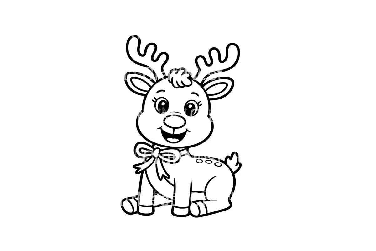 Cute Reindeer Christmas Coloring Books - Image 2