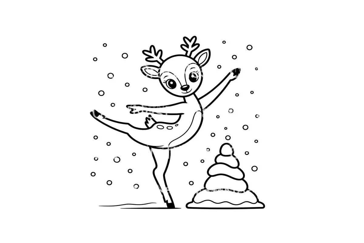 Cute Reindeer Winter Coloring Books - Image 2