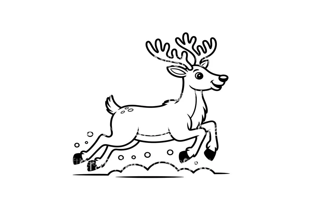 Cute Reindeerfor Kids Coloring Books - Image 2