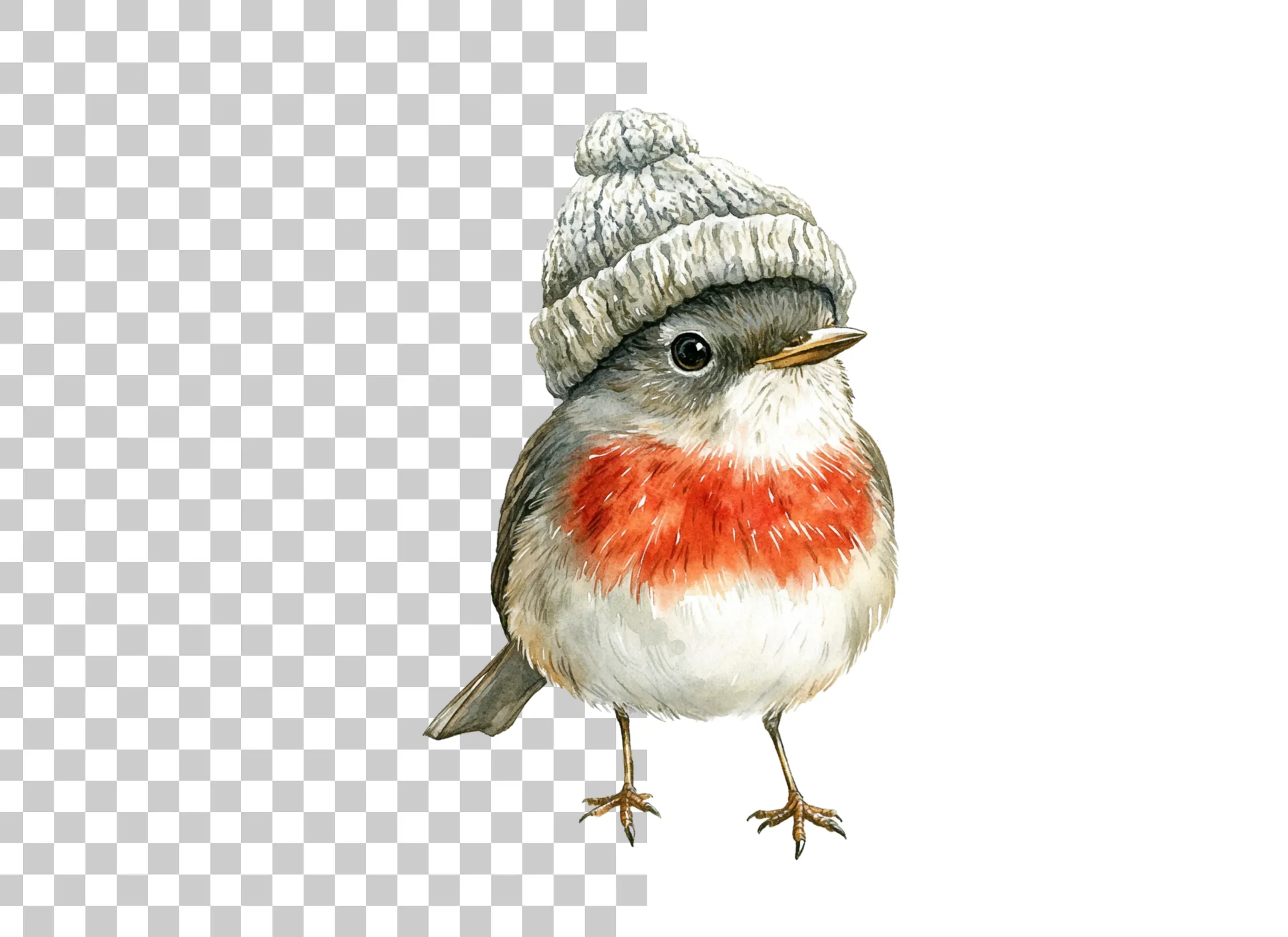 Cute Robin Bird in Winter Hat Clipart Bundle - Image 2