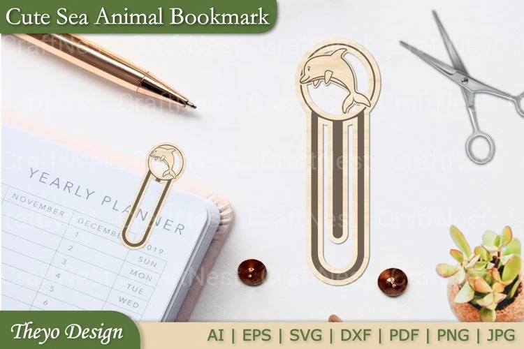 Cute Sea Animal Bookmark SVG