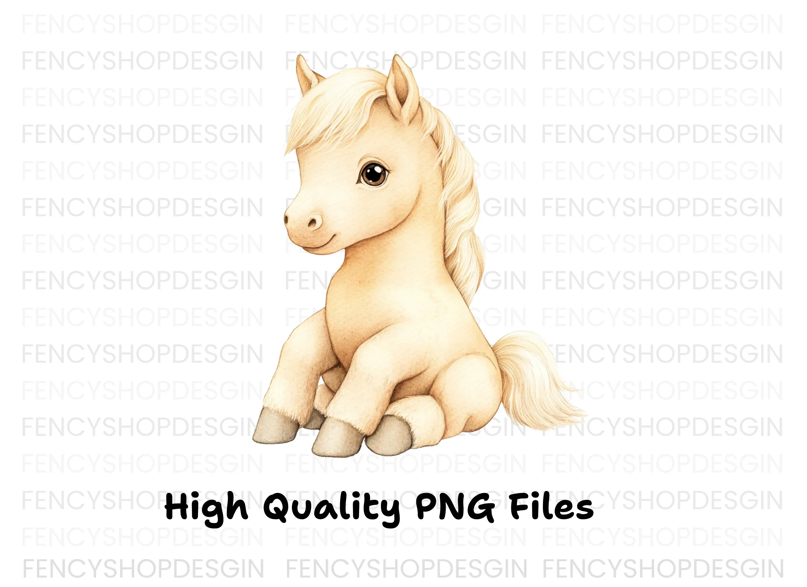 Cute Sitting Palomino Foals Clipart Bundle - Image 2