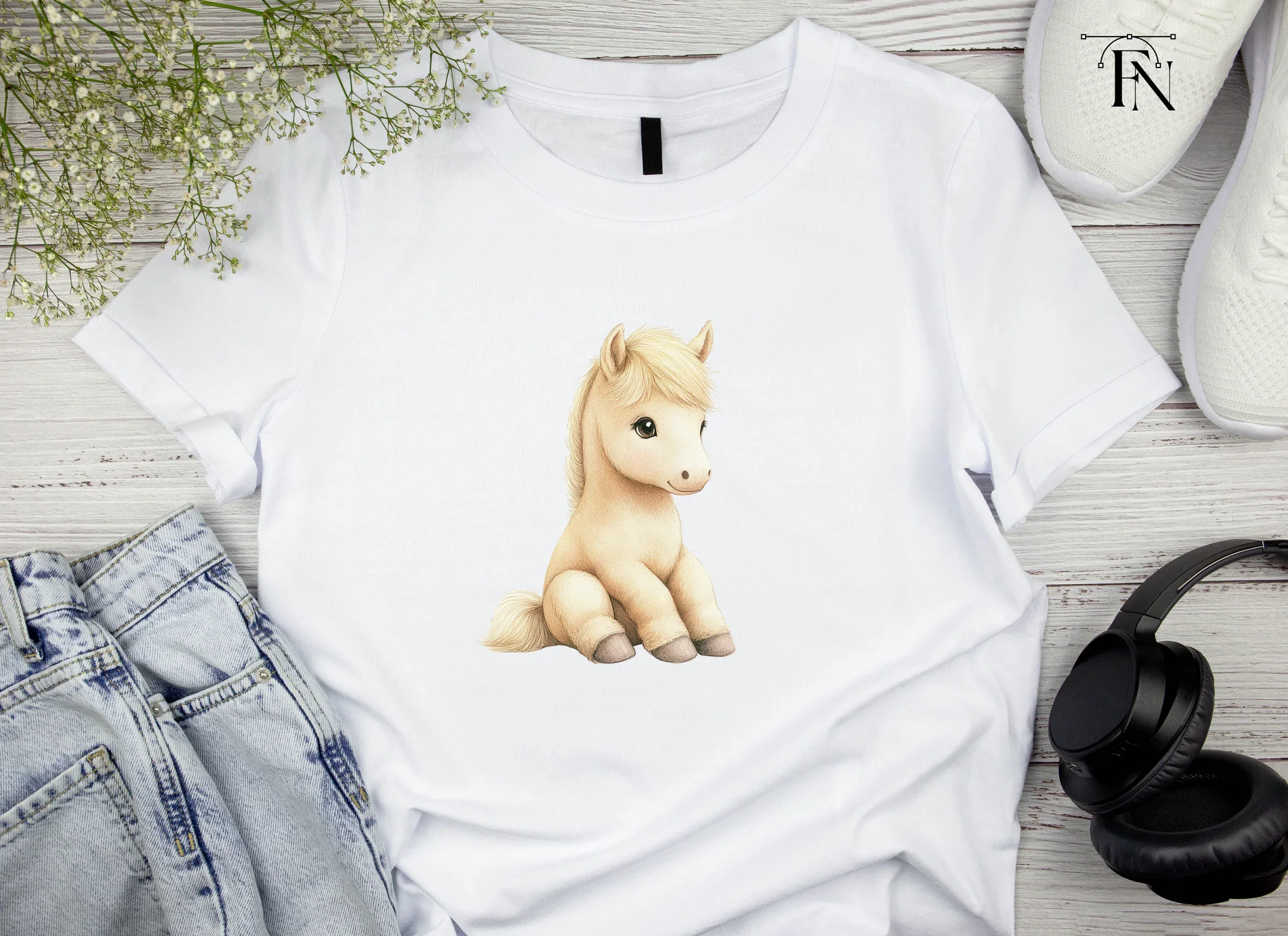 Cute Sitting Palomino Foals Clipart Bundle - Image 5