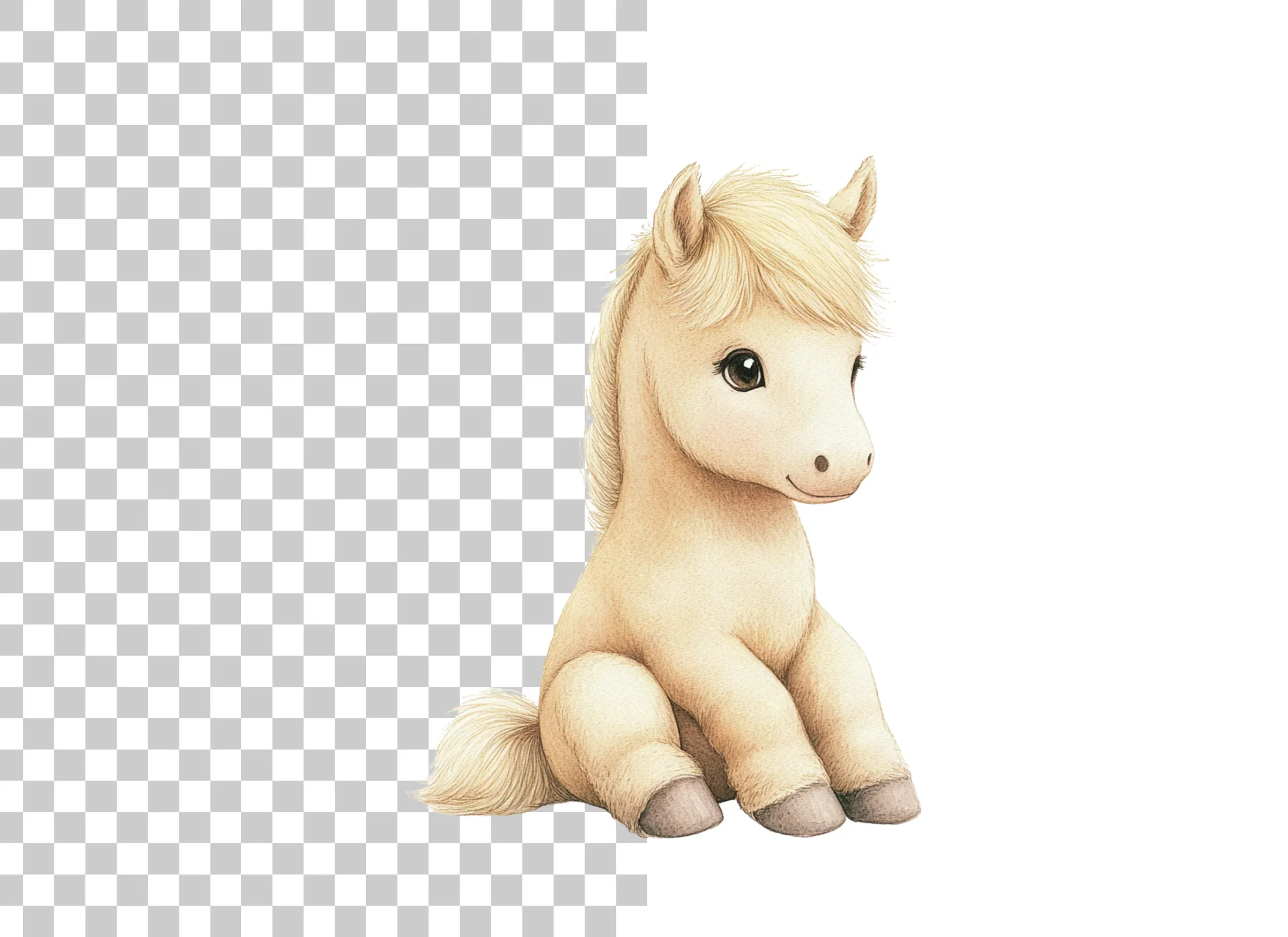 Cute Sitting Palomino Foals Clipart Bundle - Image 6