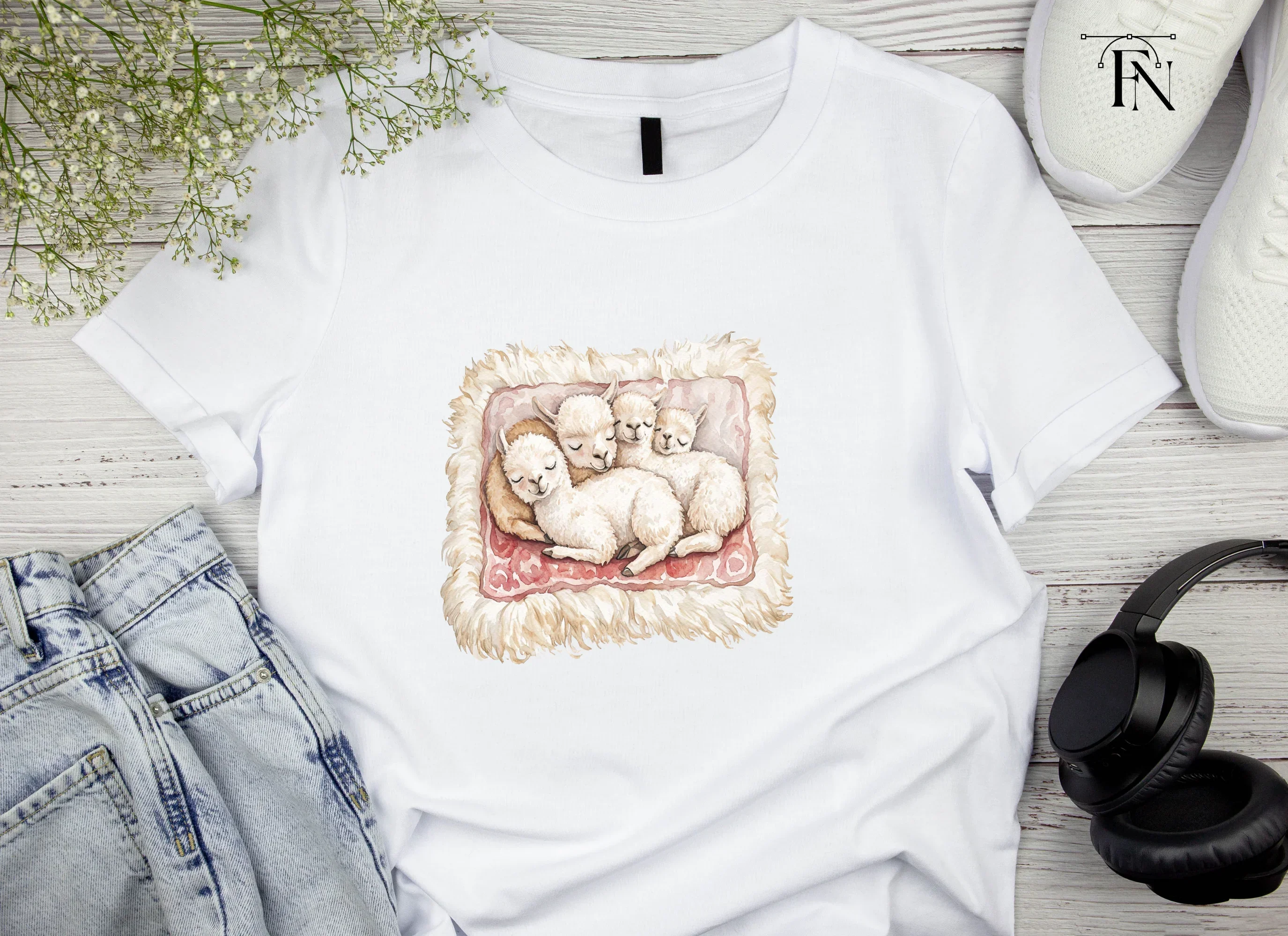Cute Sleeping Baby Alpaca Clipart Bundle - Image 4