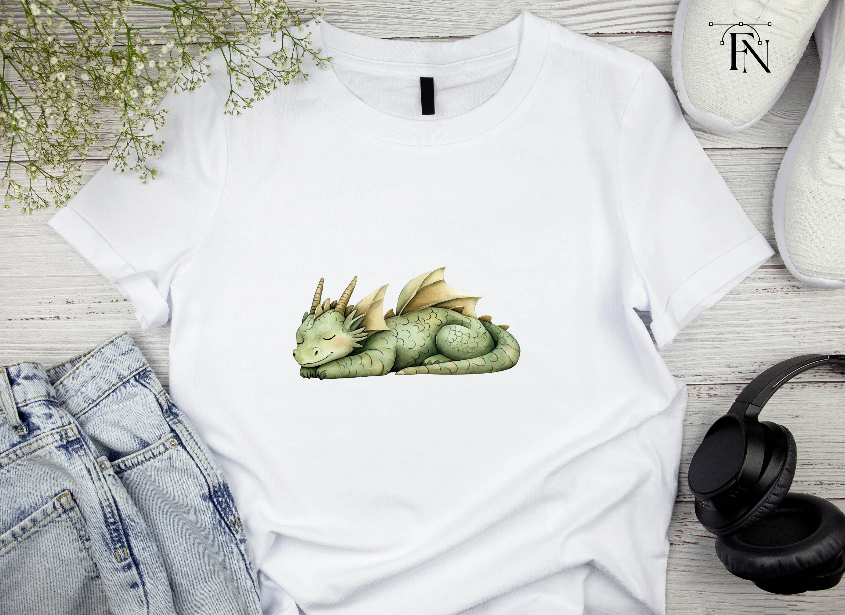 Cute Sleeping Baby Dragon Clipart Bundle - Image 6