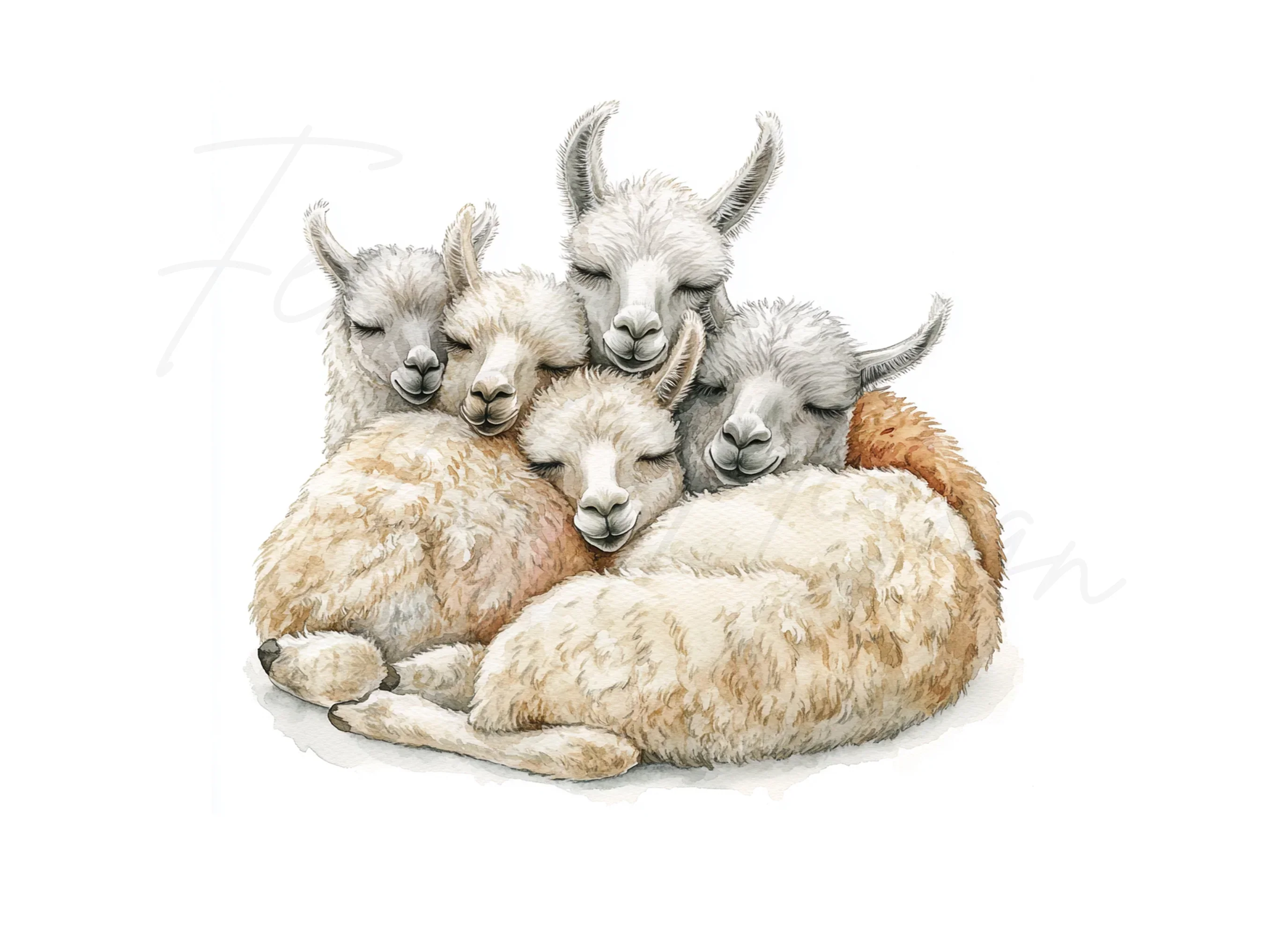 Cute Sleeping Baby Llamas Clipart Bundle - Image 3