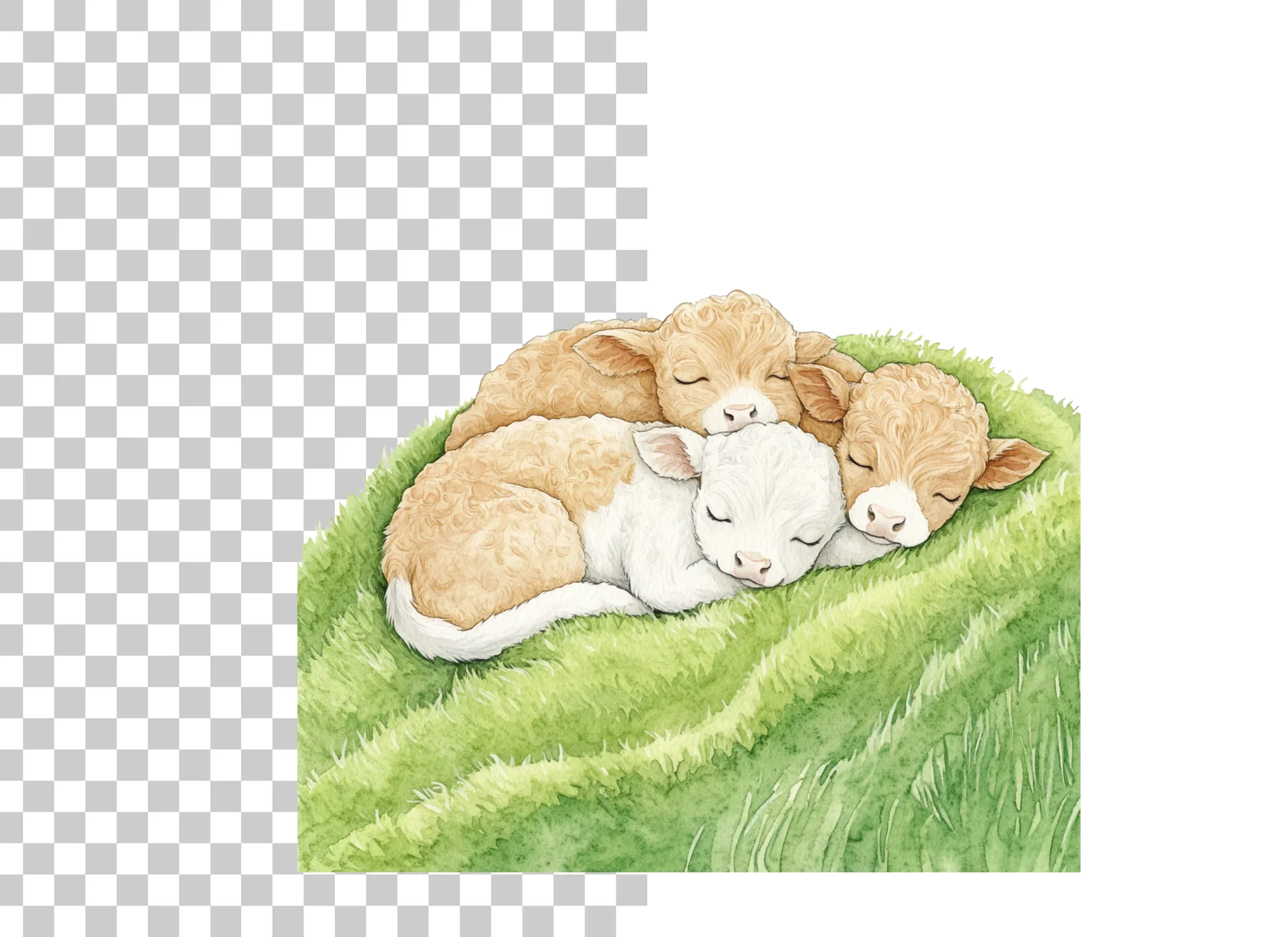 Cute Sleeping Calves Clipart Bundle - Image 2