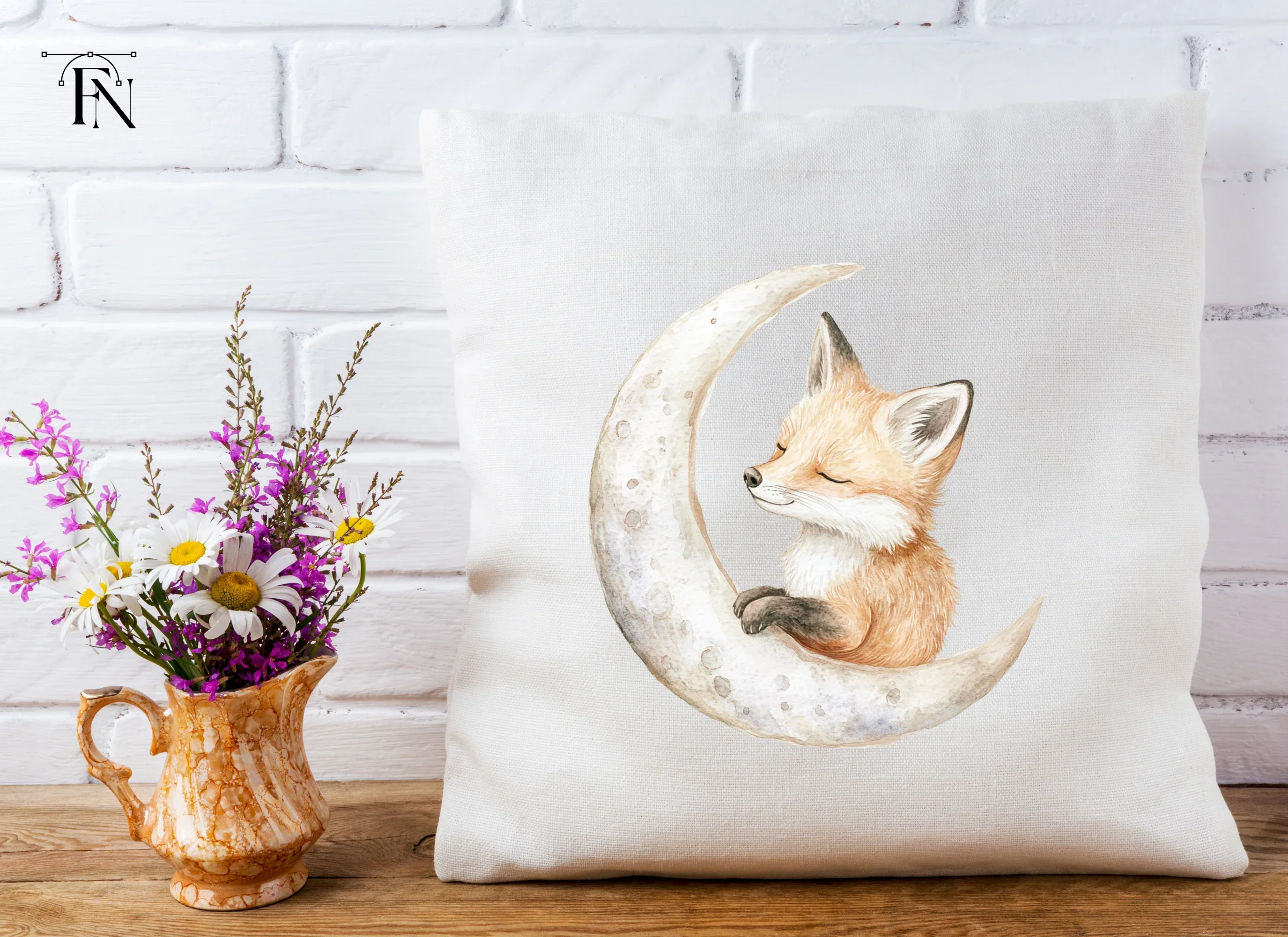 Cute Sleeping Fox on Moon Clipart Bundle - Image 5