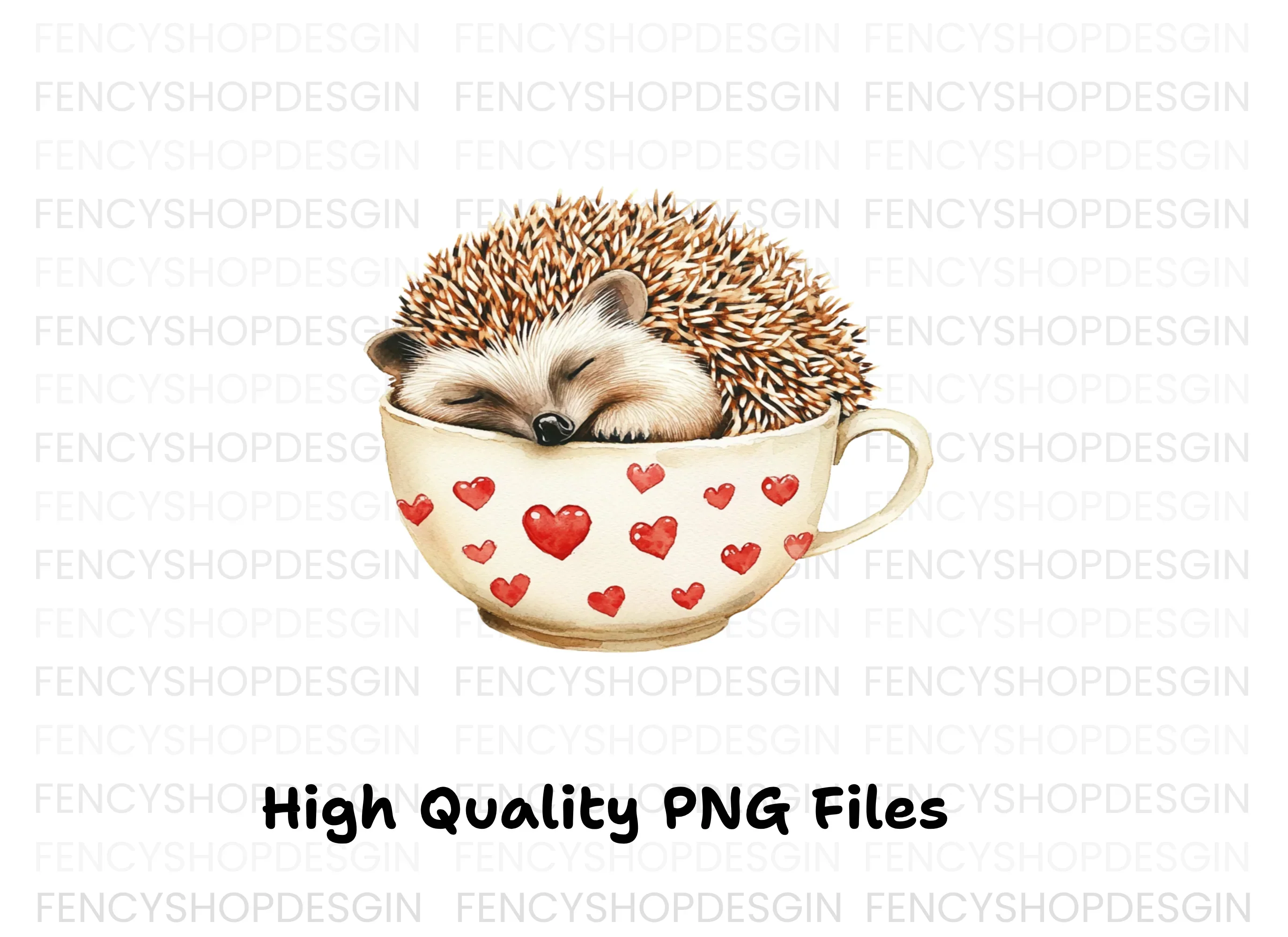 Cute Sleeping Hedgehogs in Heart Cups Clipart Bundle - Image 3