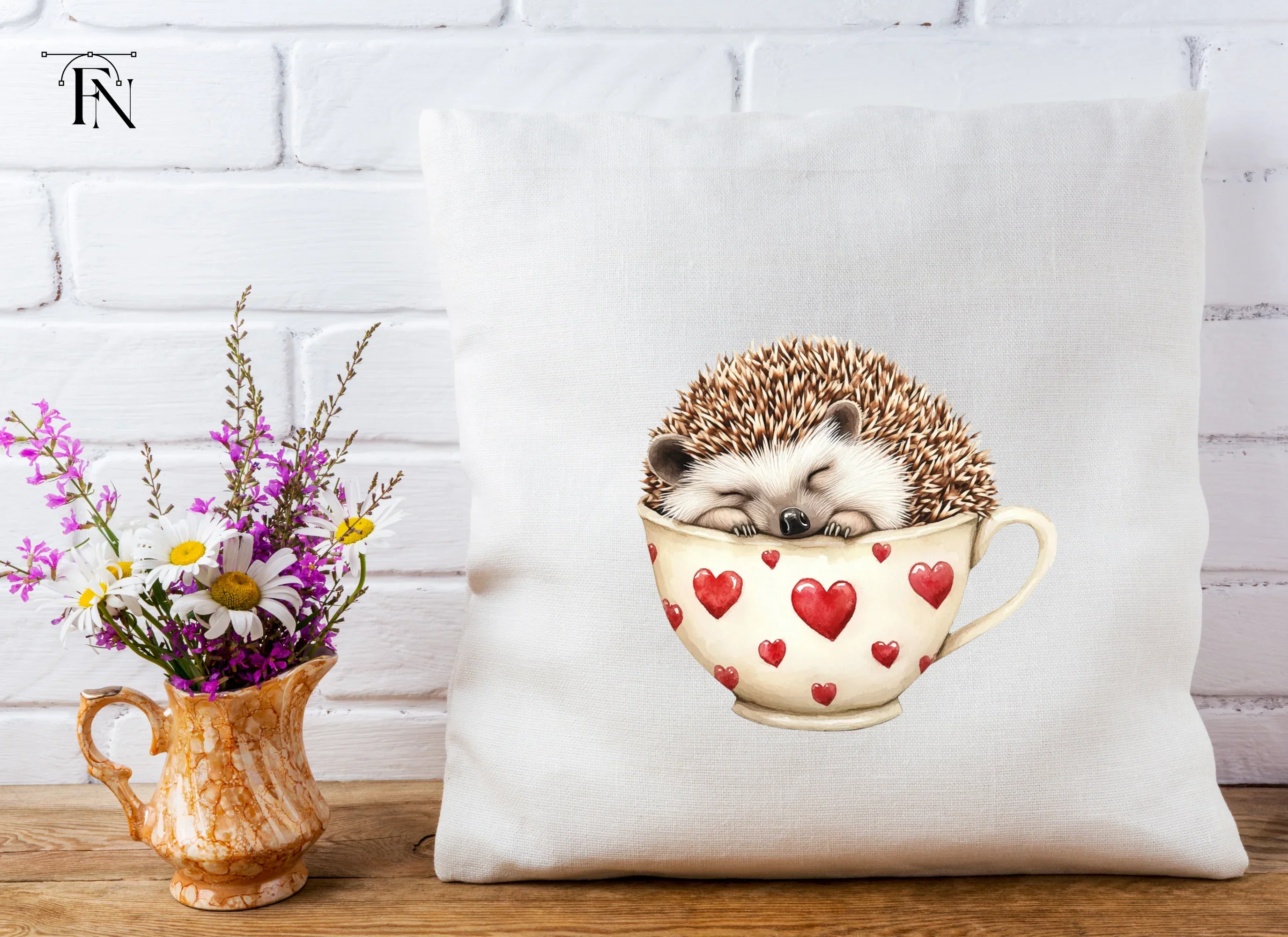 Cute Sleeping Hedgehogs in Heart Cups Clipart Bundle - Image 5