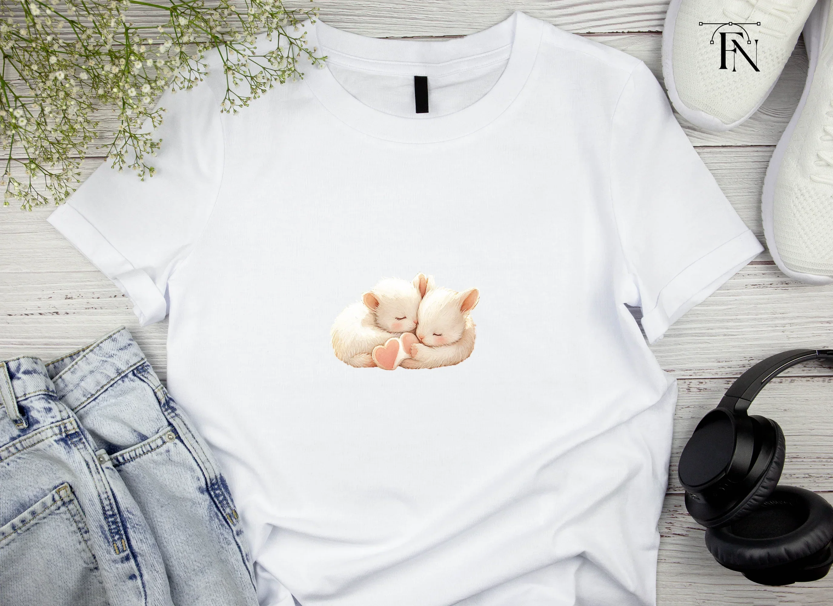 Cute Sleeping White Kittens Clipart Bundle - Image 5