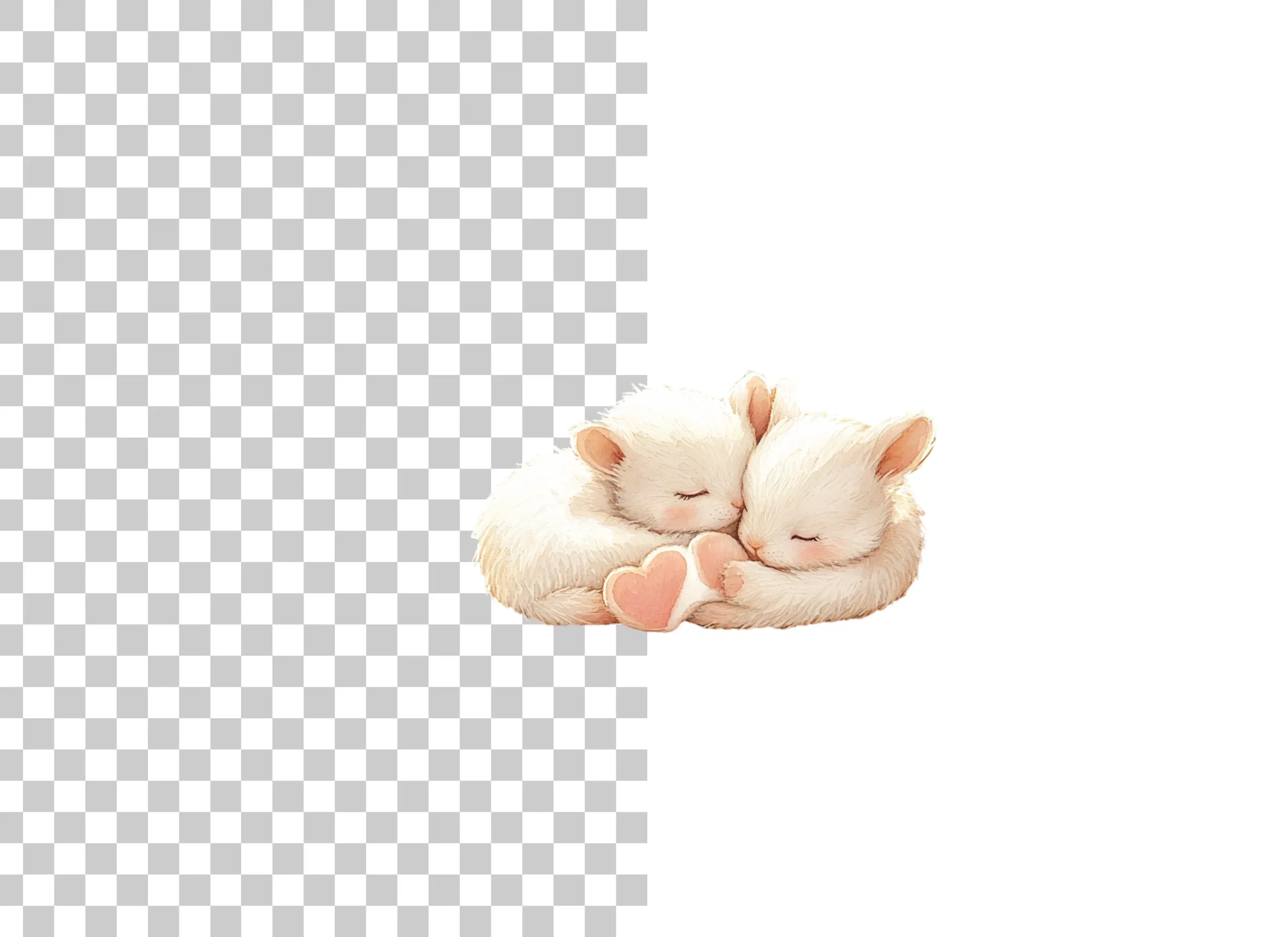 Cute Sleeping White Kittens Clipart Bundle - Image 6