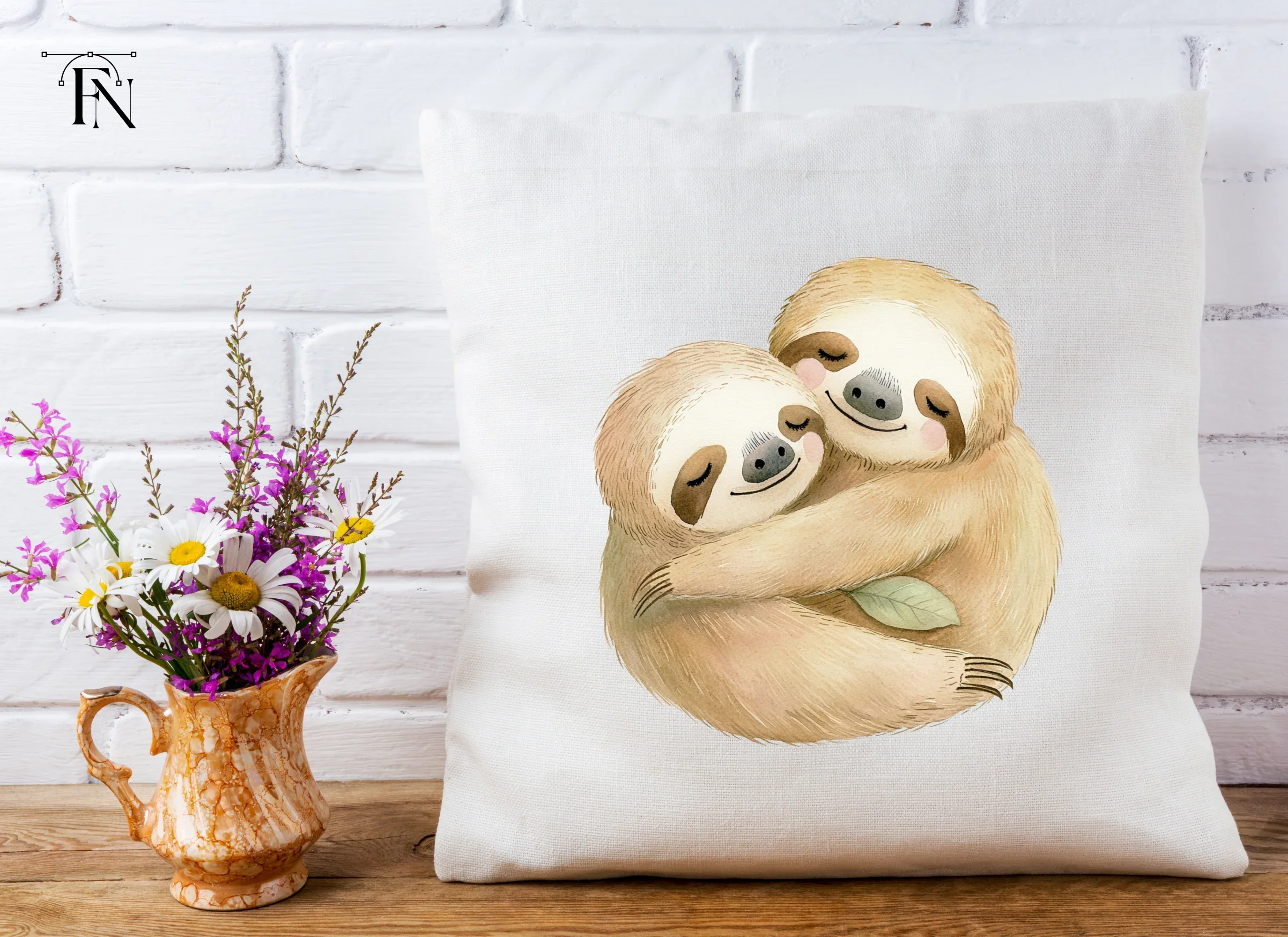 Cute Sloth Couple Hugging Clipart Bundle - Image 5