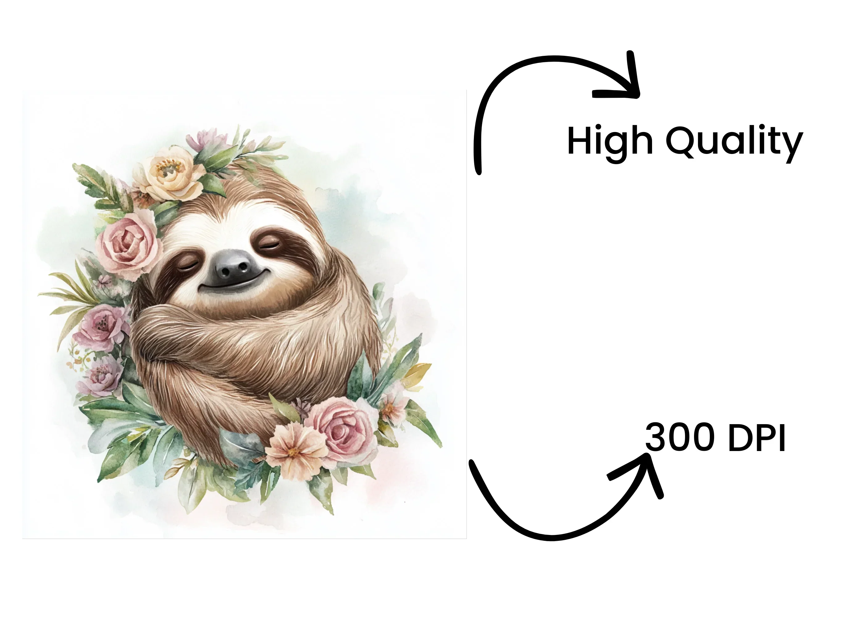 Cute Sloth Floral Wreath Clipart Bundle - Image 4