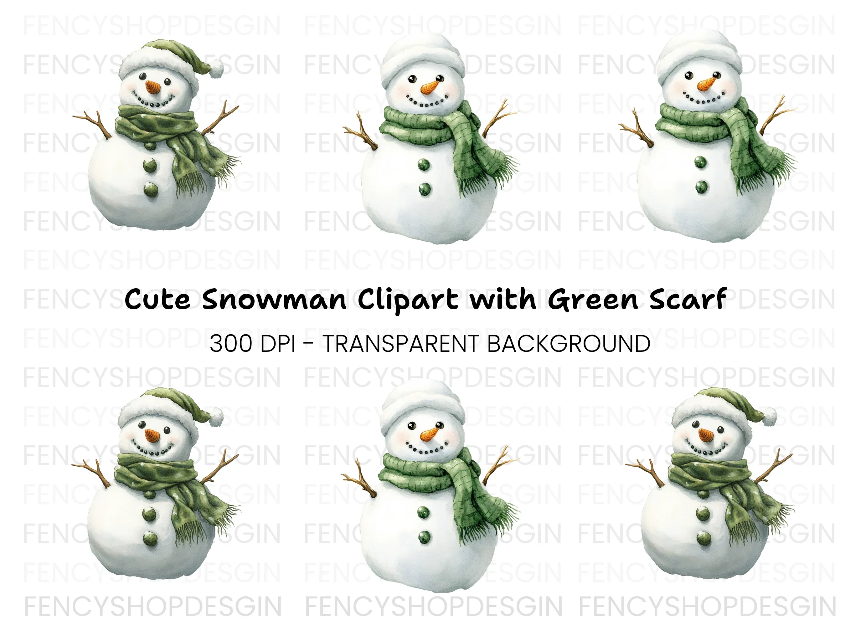 Cute Snowman Clipart Bundle