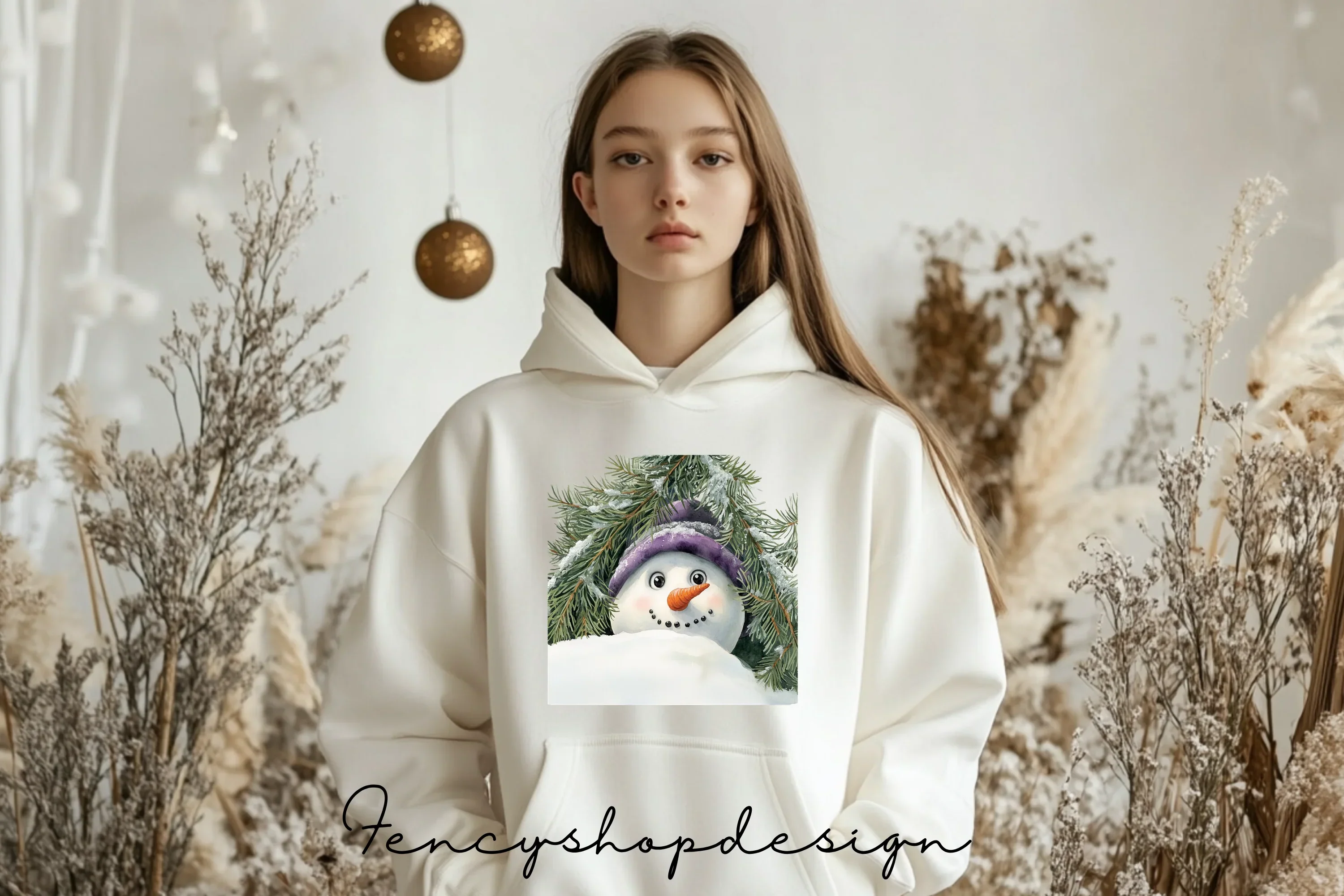 Cute Snowman with Purple Hat Clipart Bundle - Image 5