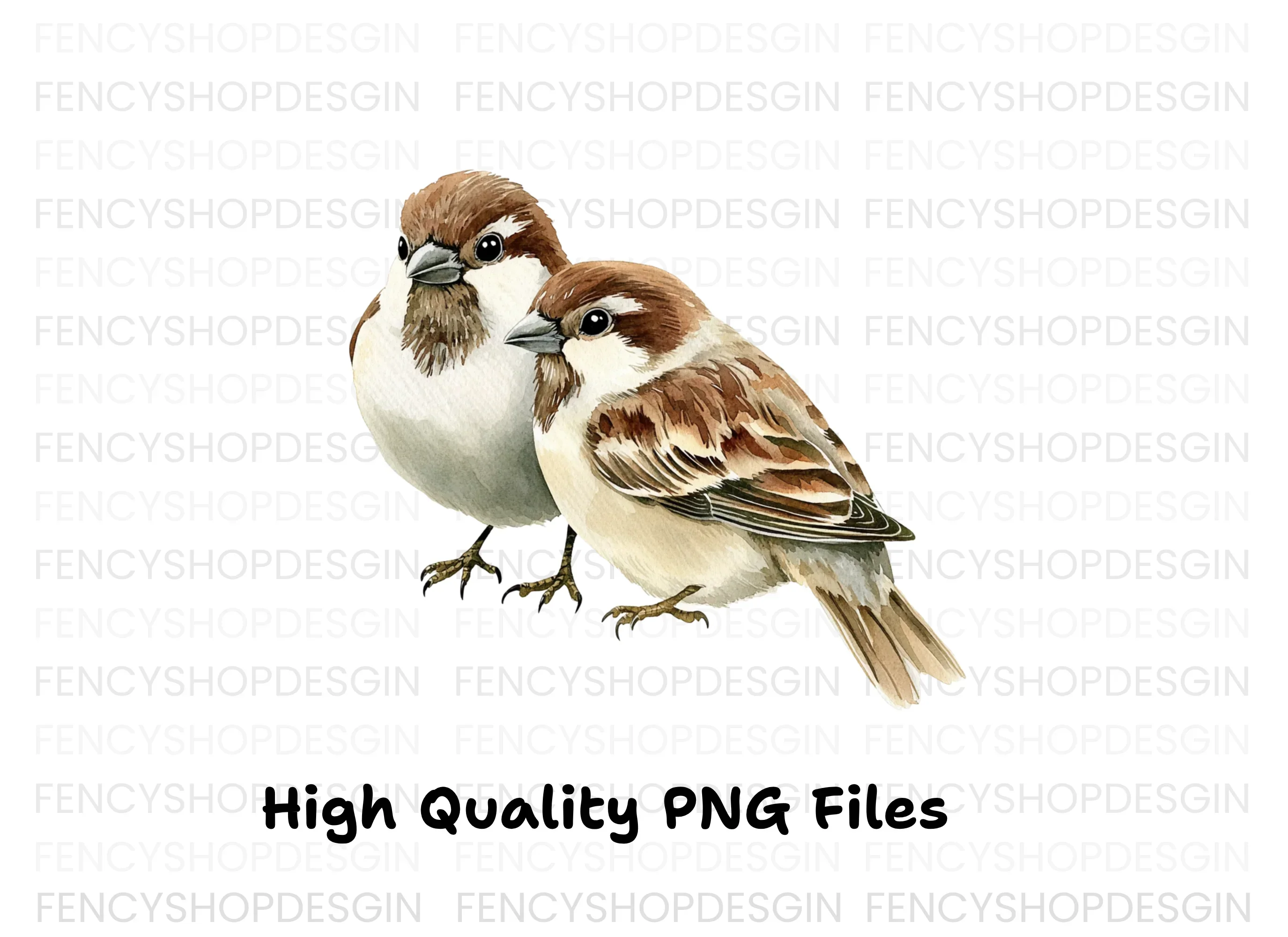 Cute Sparrow Pairs Clipart Bundle - Image 3