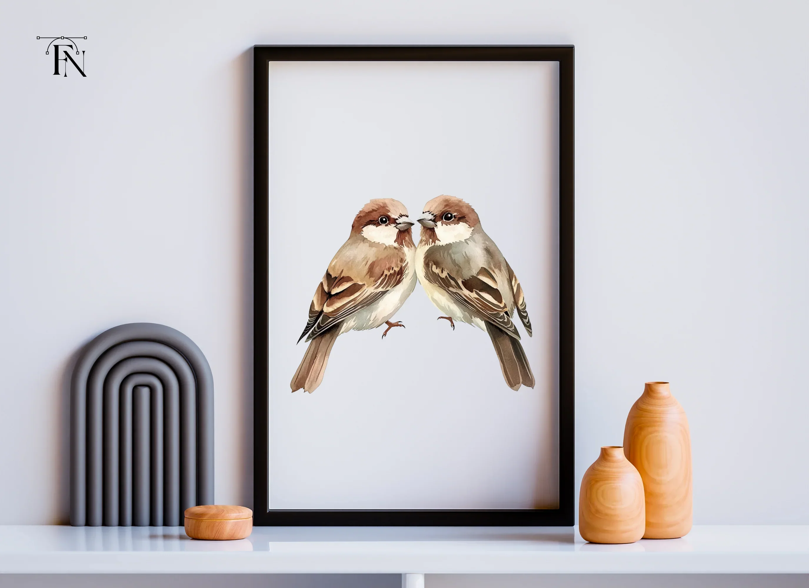 Cute Sparrow Pairs Clipart Bundle - Image 6