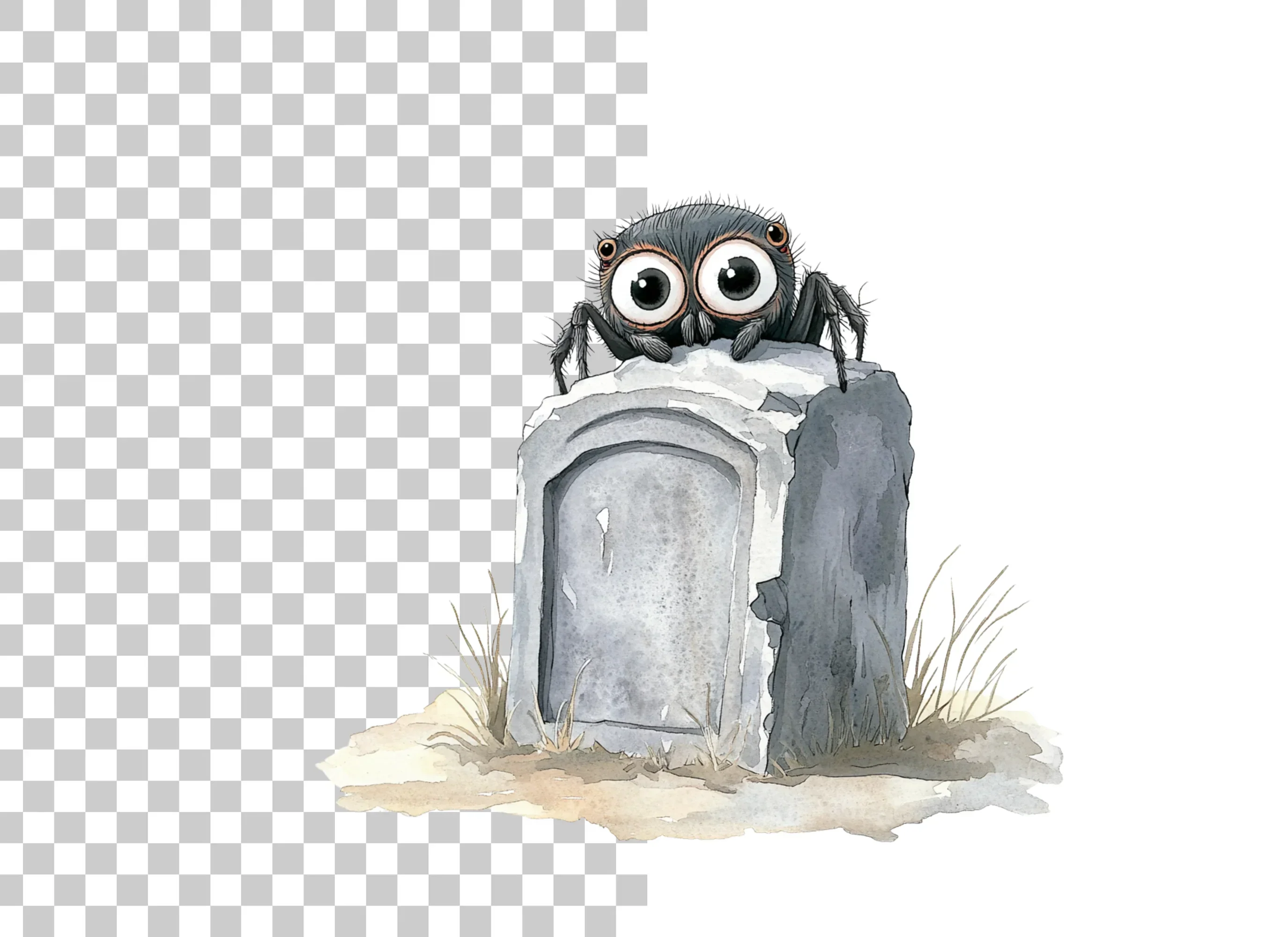Cute Spiders on Gravestones Clipart Bundle - Image 6
