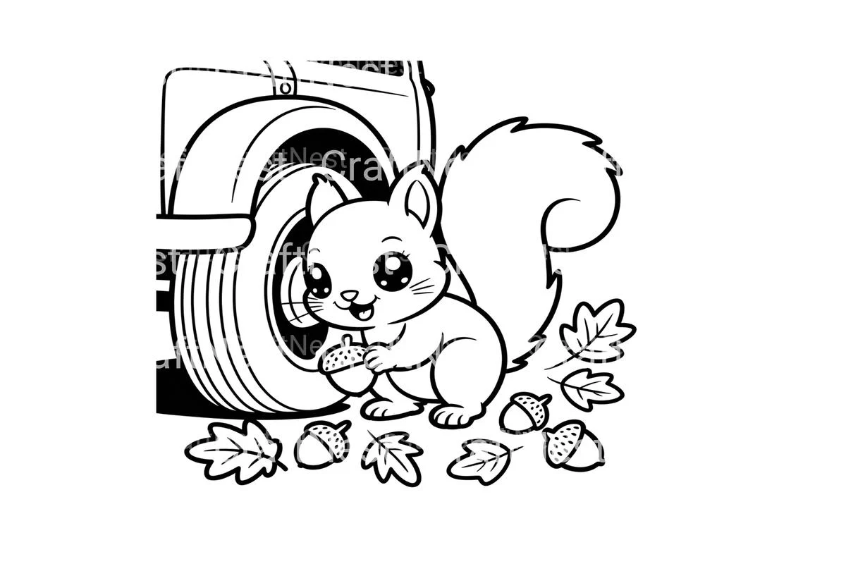 Cute Squirrel and Truck Coloring Books - Image 2