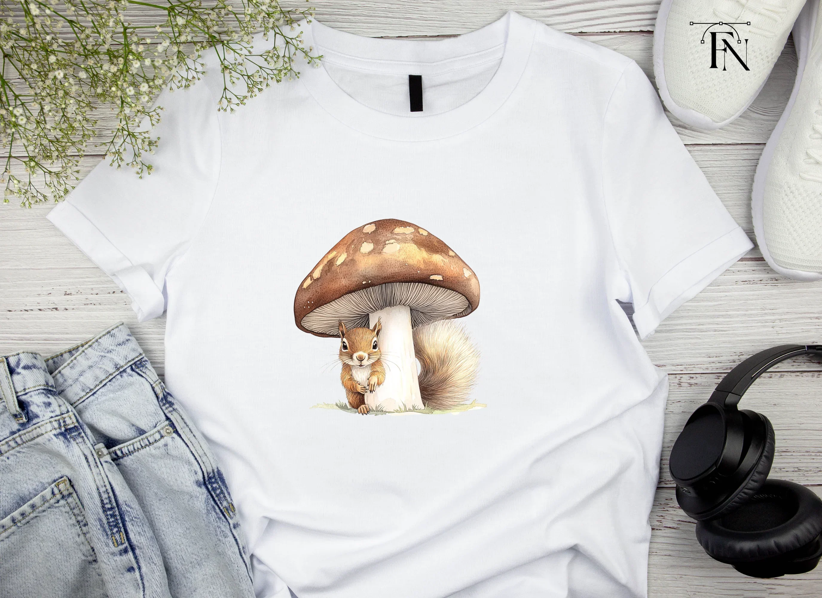 Cute Squirrels and Mushrooms Clipart Bundle - Image 4