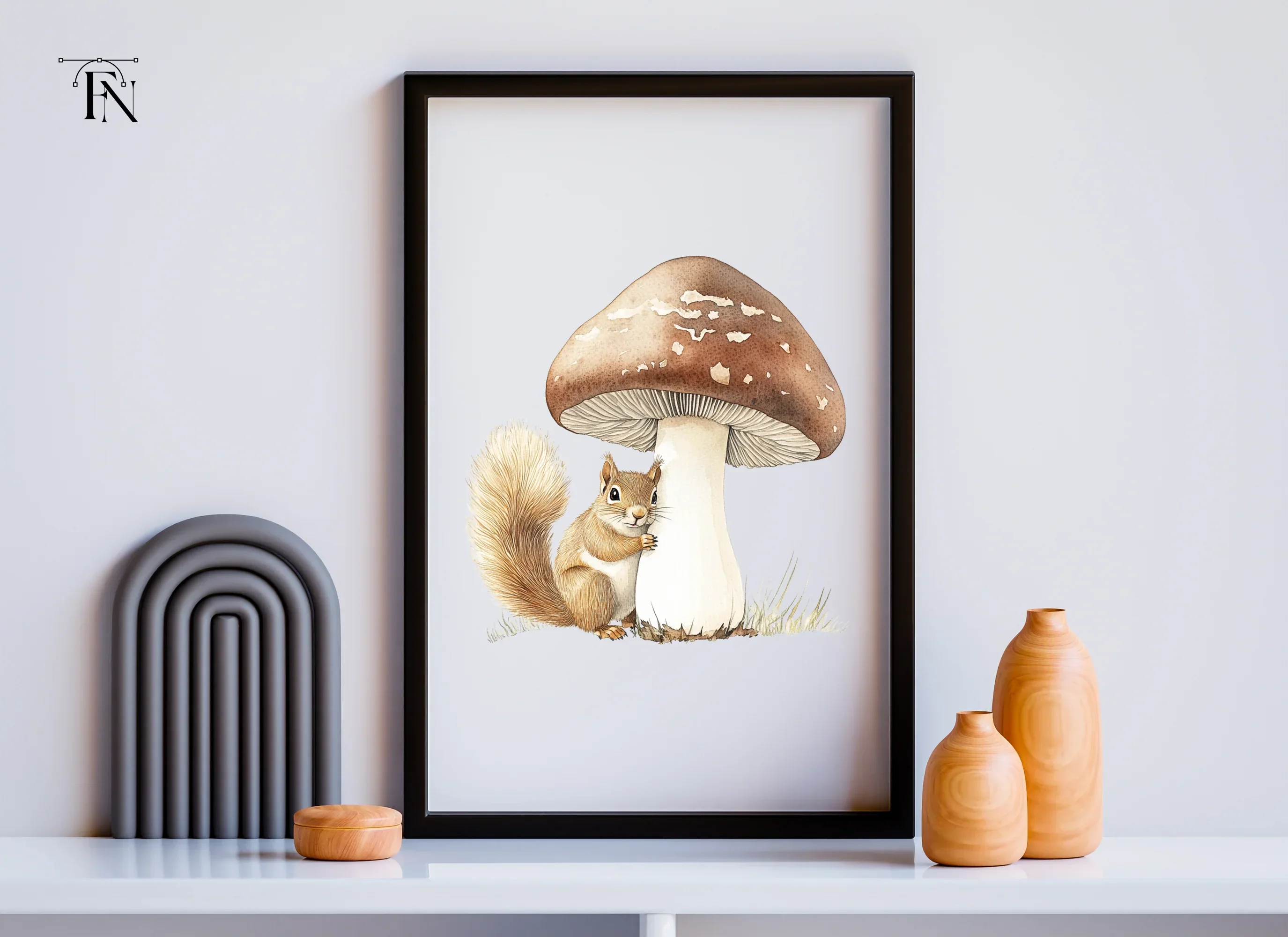 Cute Squirrels and Mushrooms Clipart Bundle - Image 6