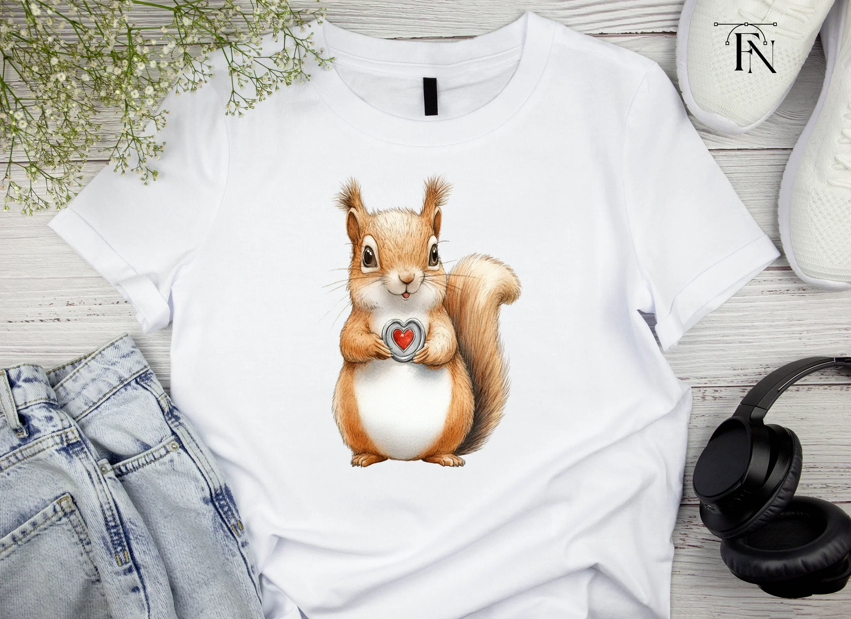Cute Squirrels with Hearts Clipart Bundle - Image 6