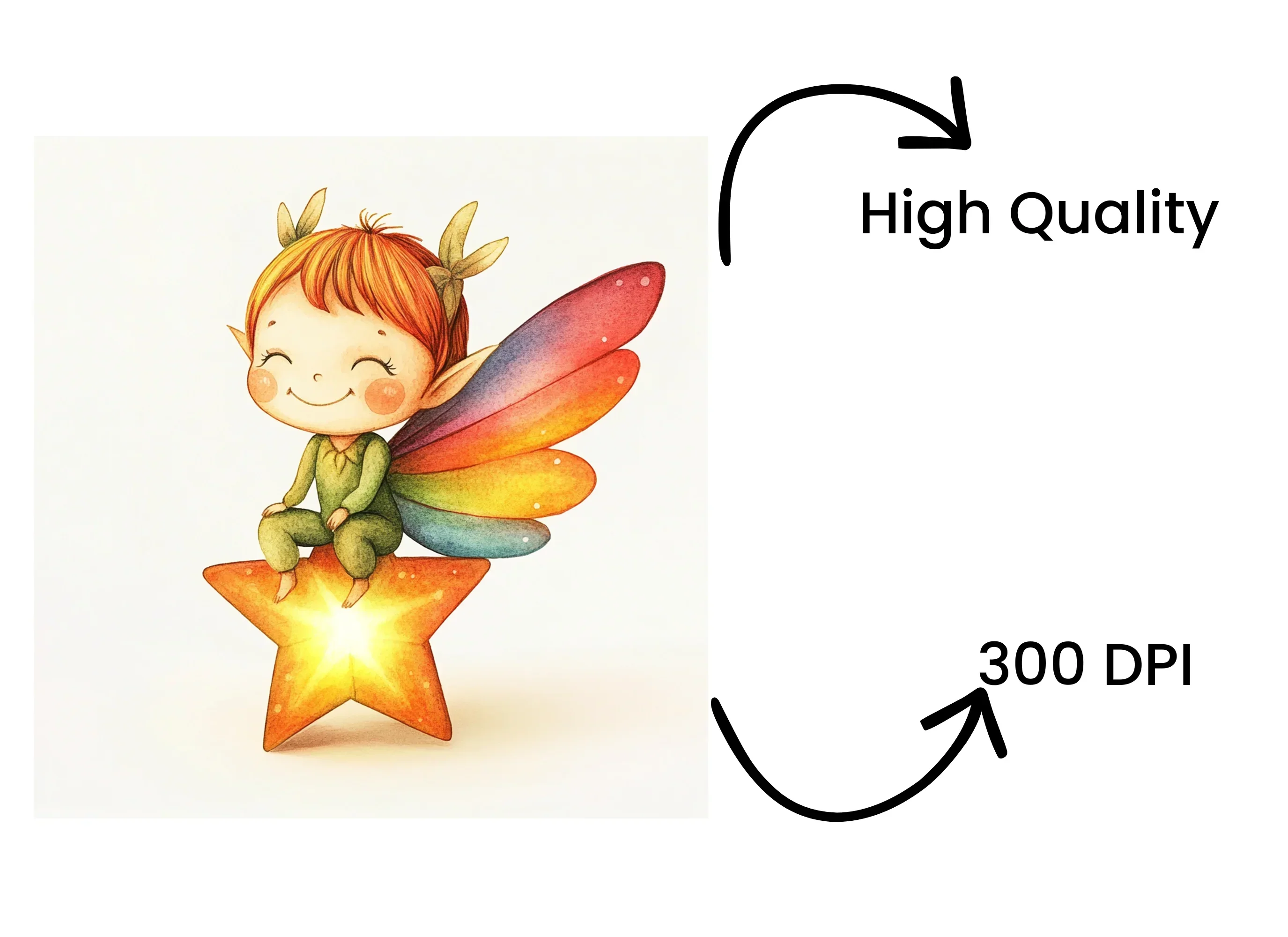 Cute Star Sitting Fairies Clipart Bundle - Image 4