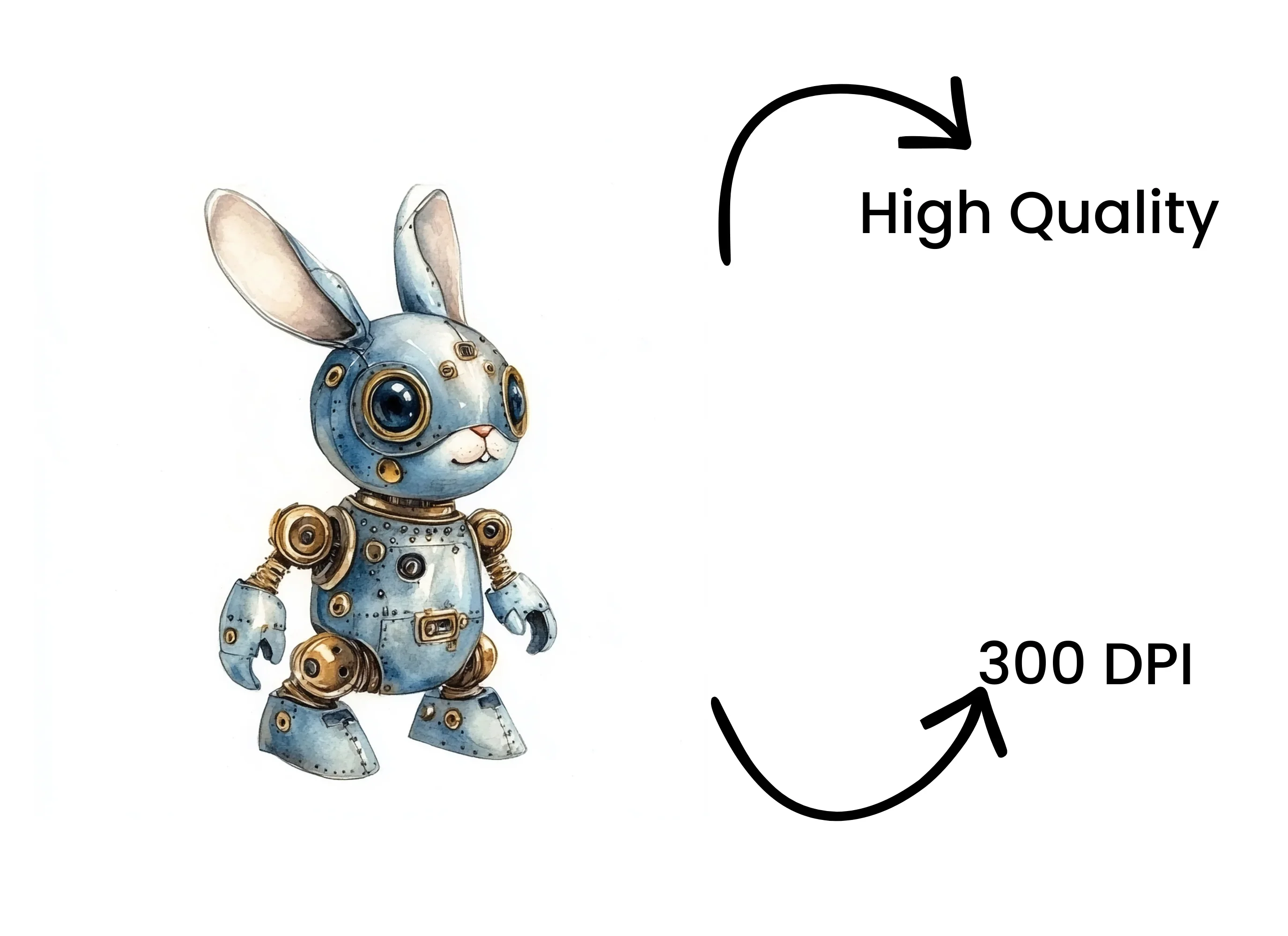 Cute Steampunk Bunny Robot Clipart Bundle - Image 4