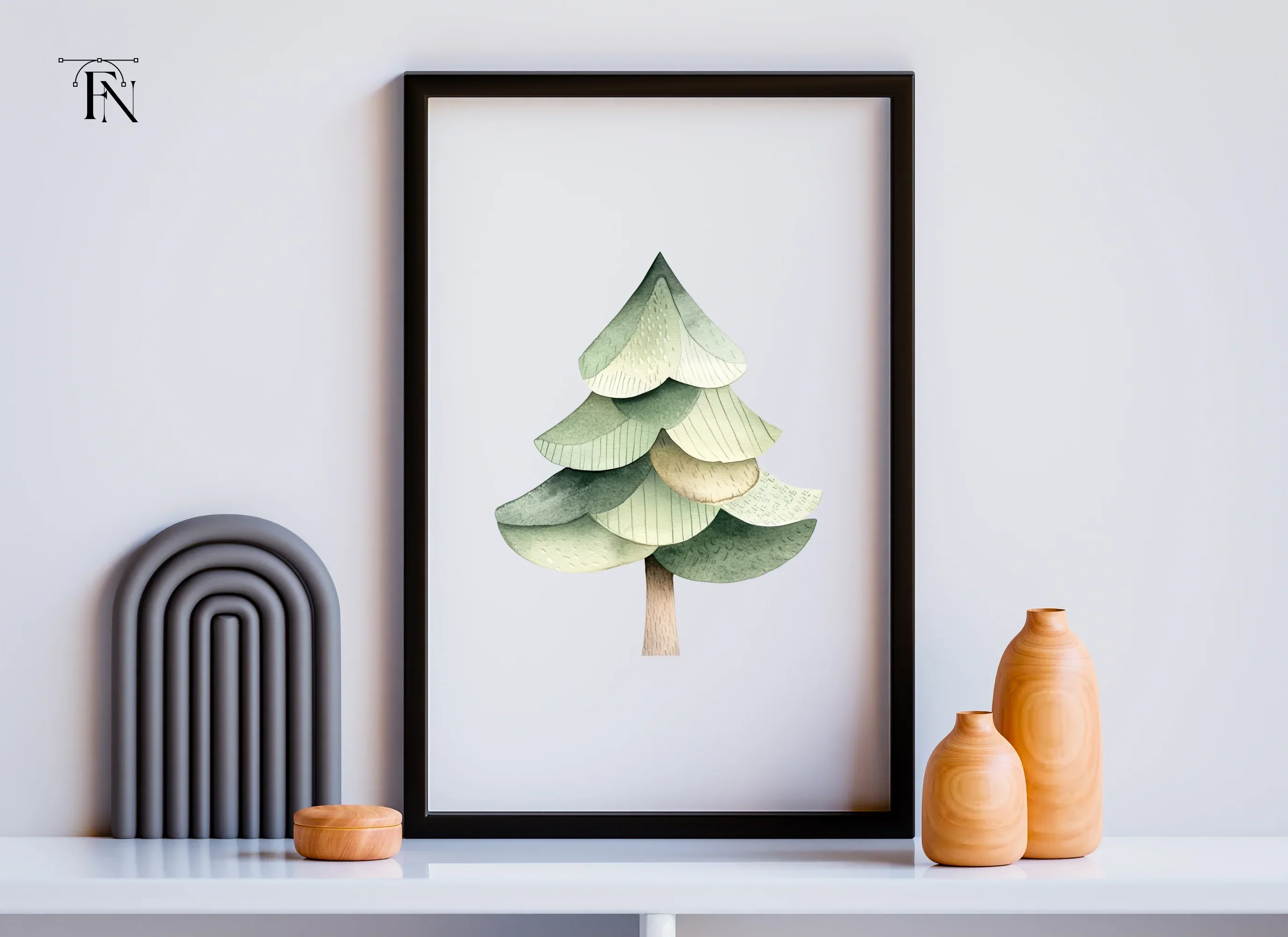 Cute Stylized Pine Tree Clipart Bundle - Image 3