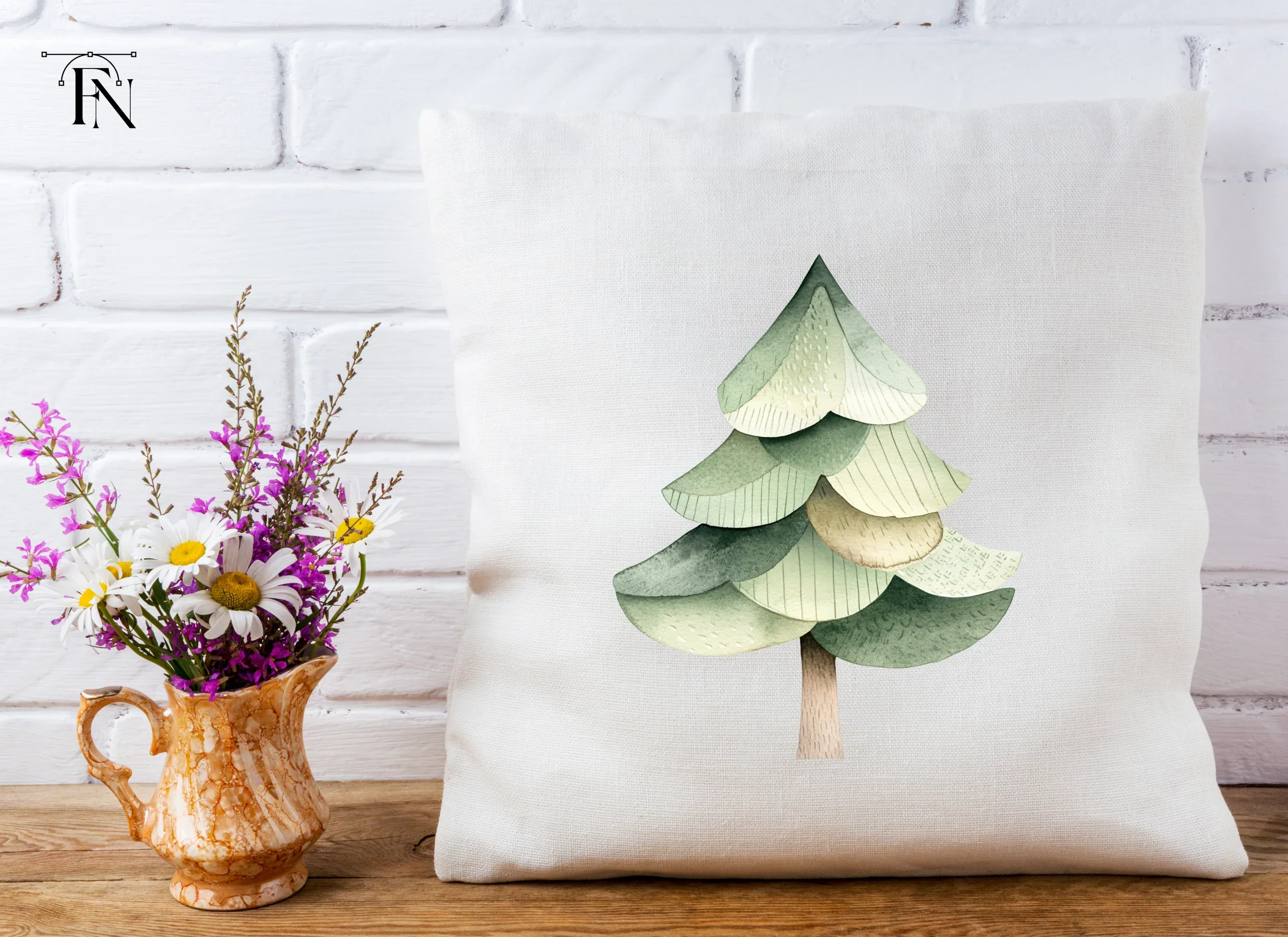 Cute Stylized Pine Tree Clipart Bundle - Image 4