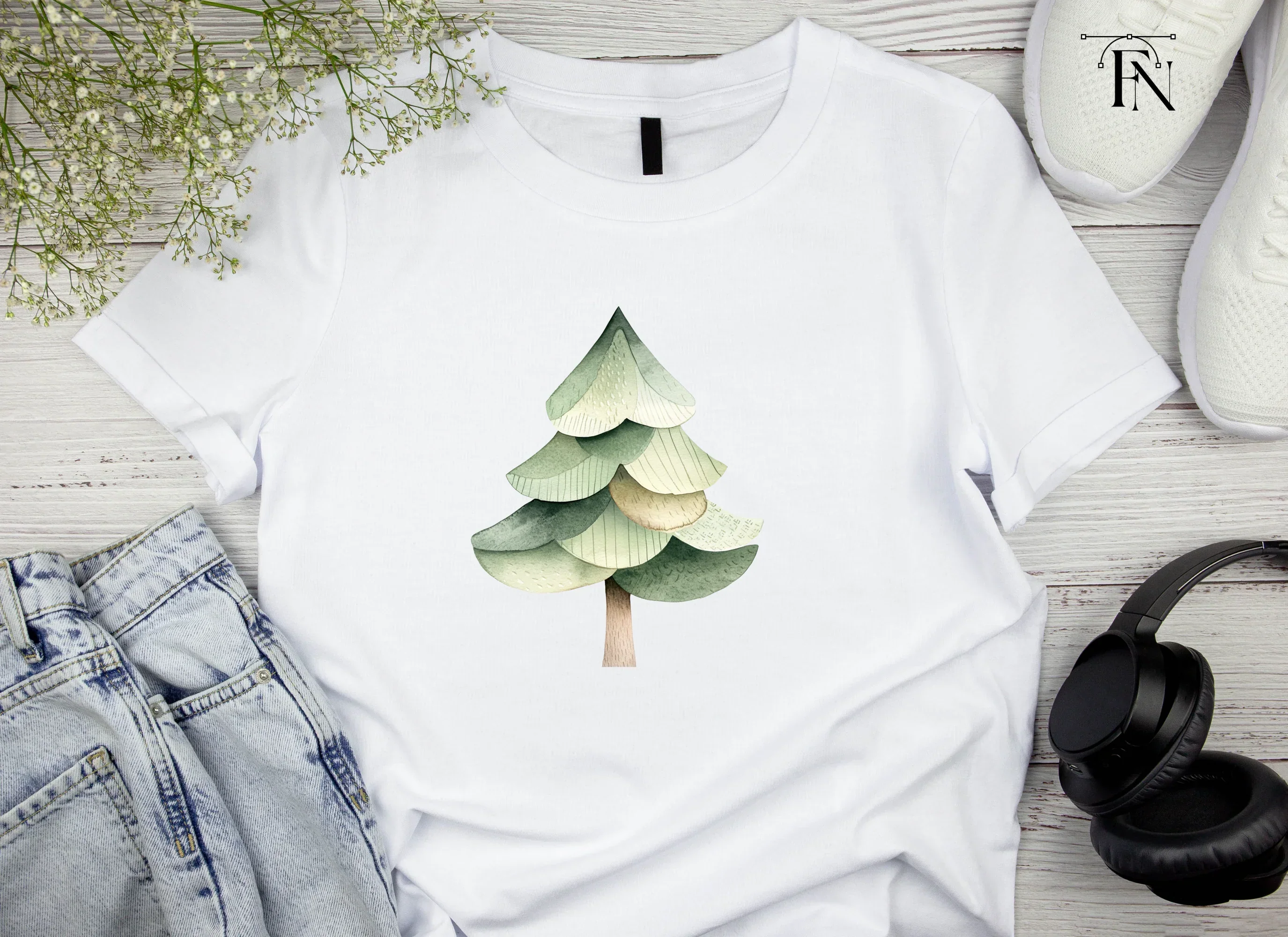 Cute Stylized Pine Tree Clipart Bundle - Image 5