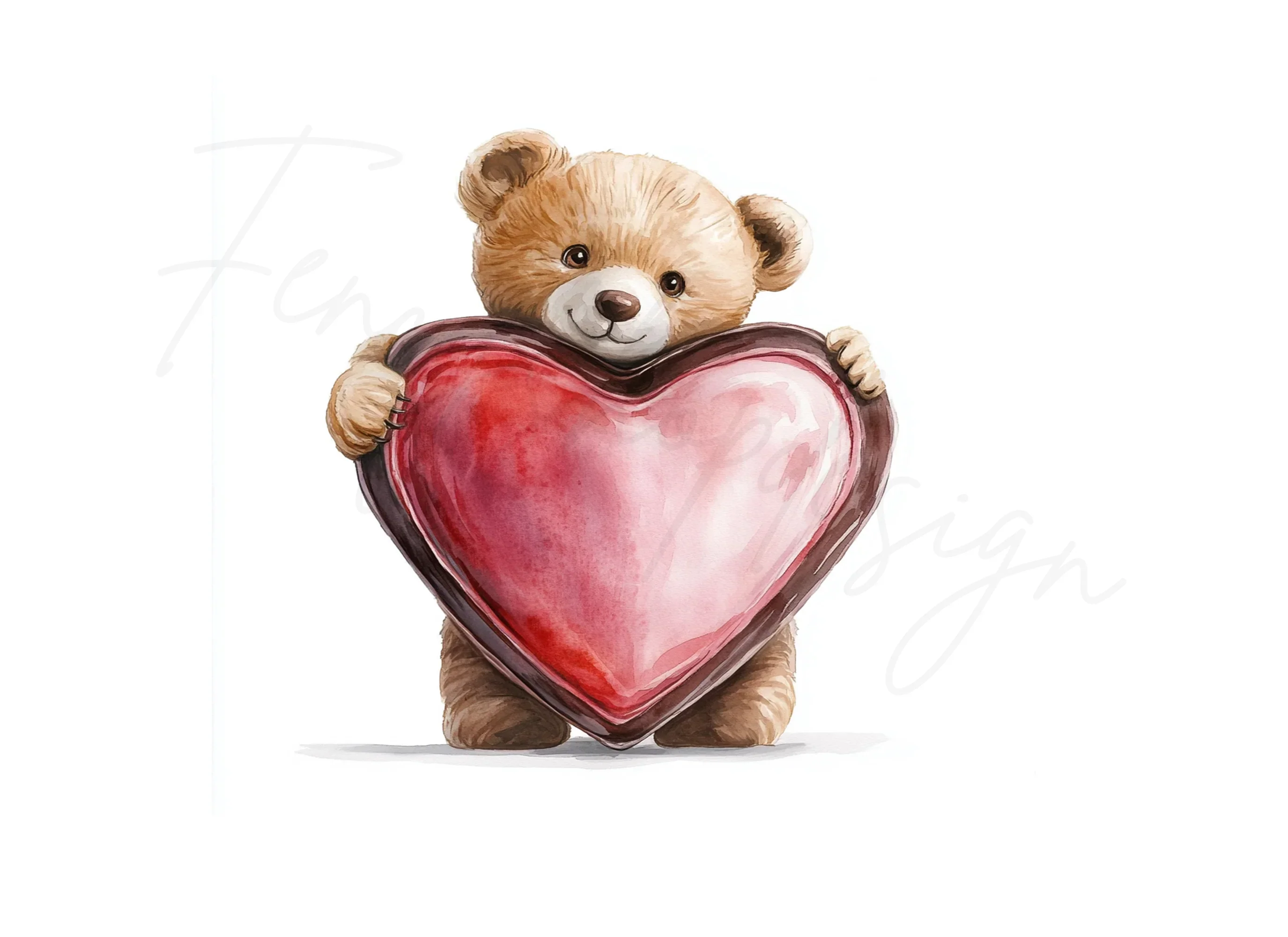 Cute Teddy Bear Holding Heart Clipart Bundle - Image 2