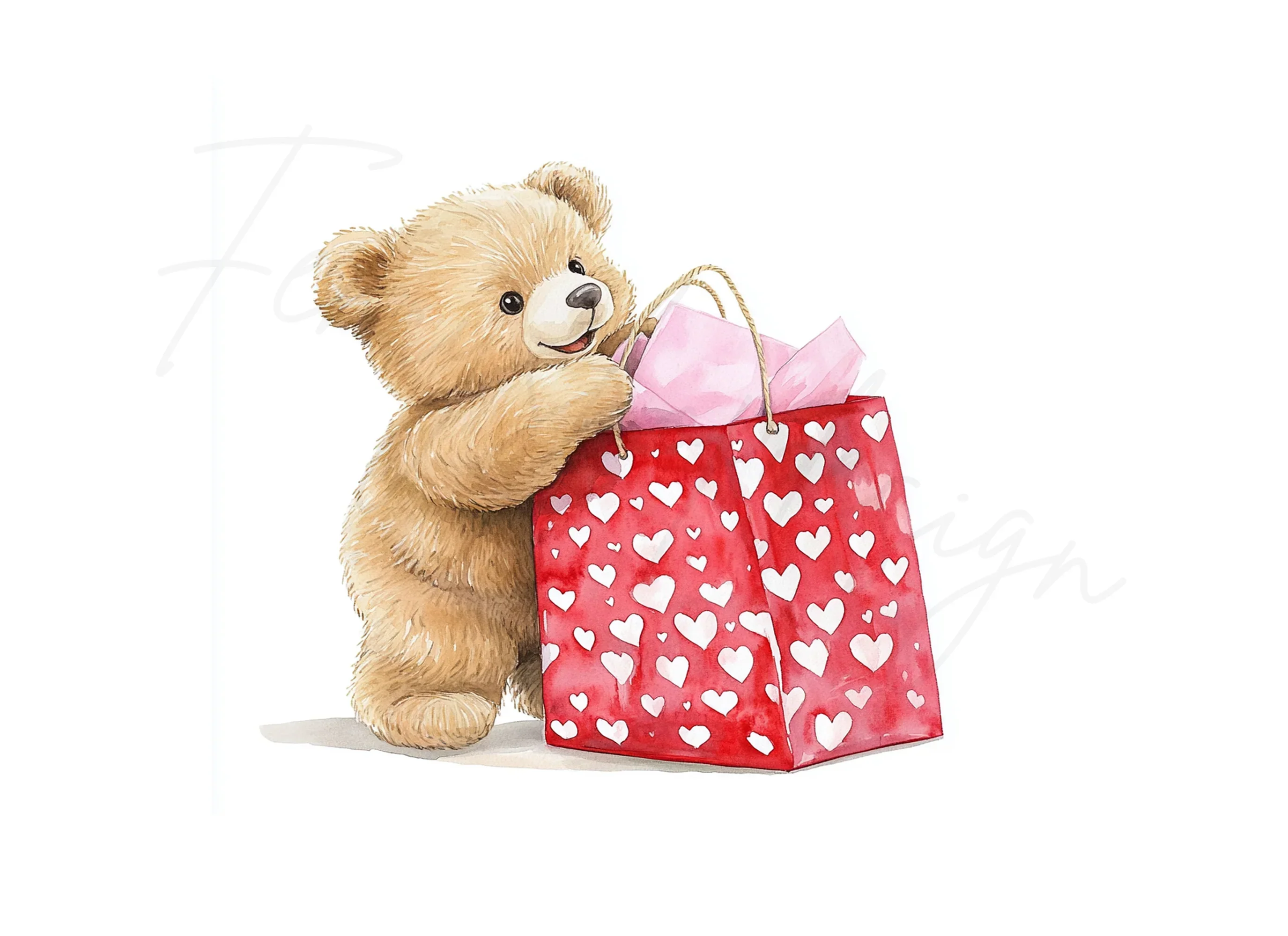 Cute Teddy Bear Valentine Day Clipart Bundle - Image 2
