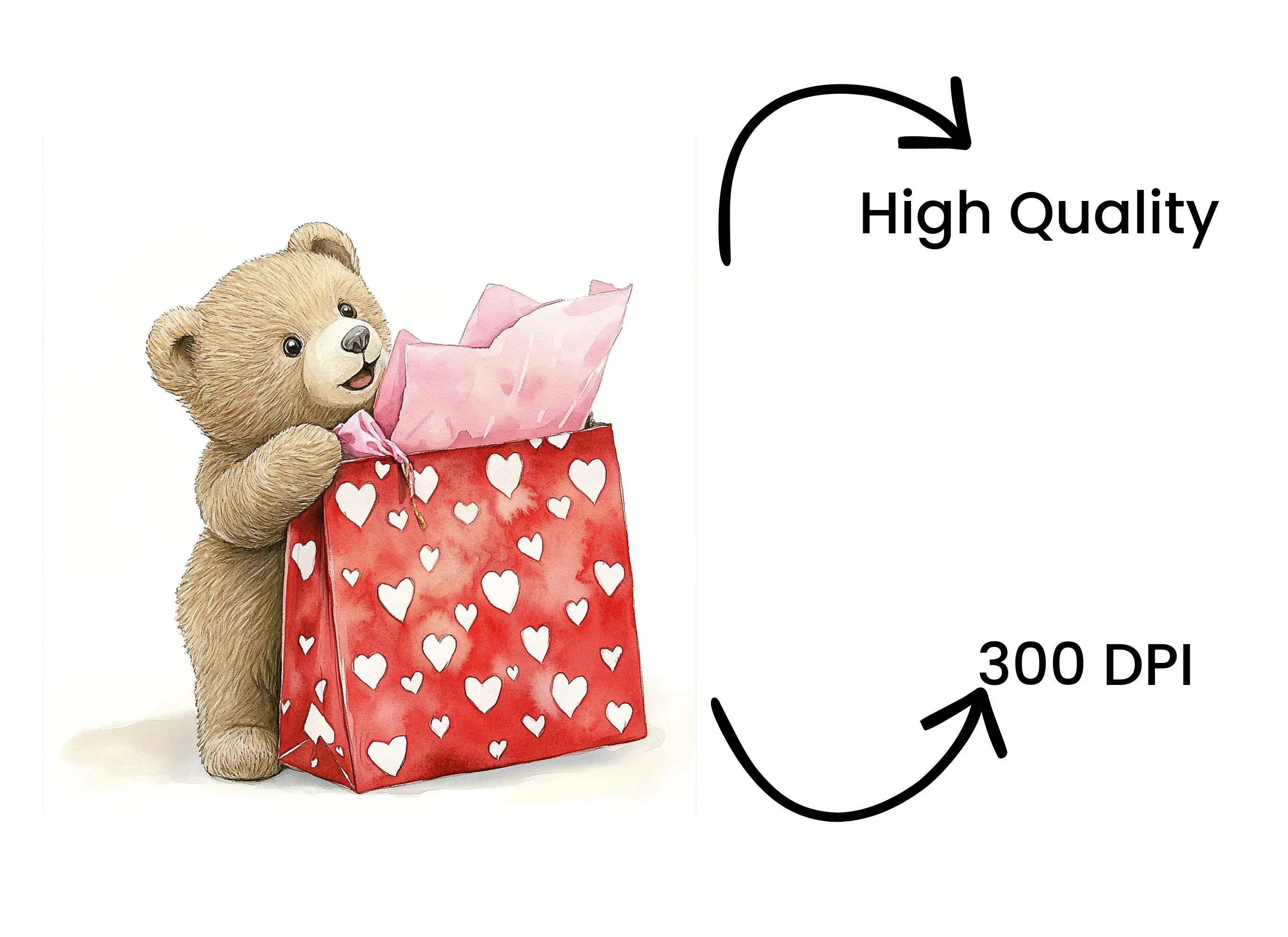 Cute Teddy Bear Valentine Day Clipart Bundle - Image 4