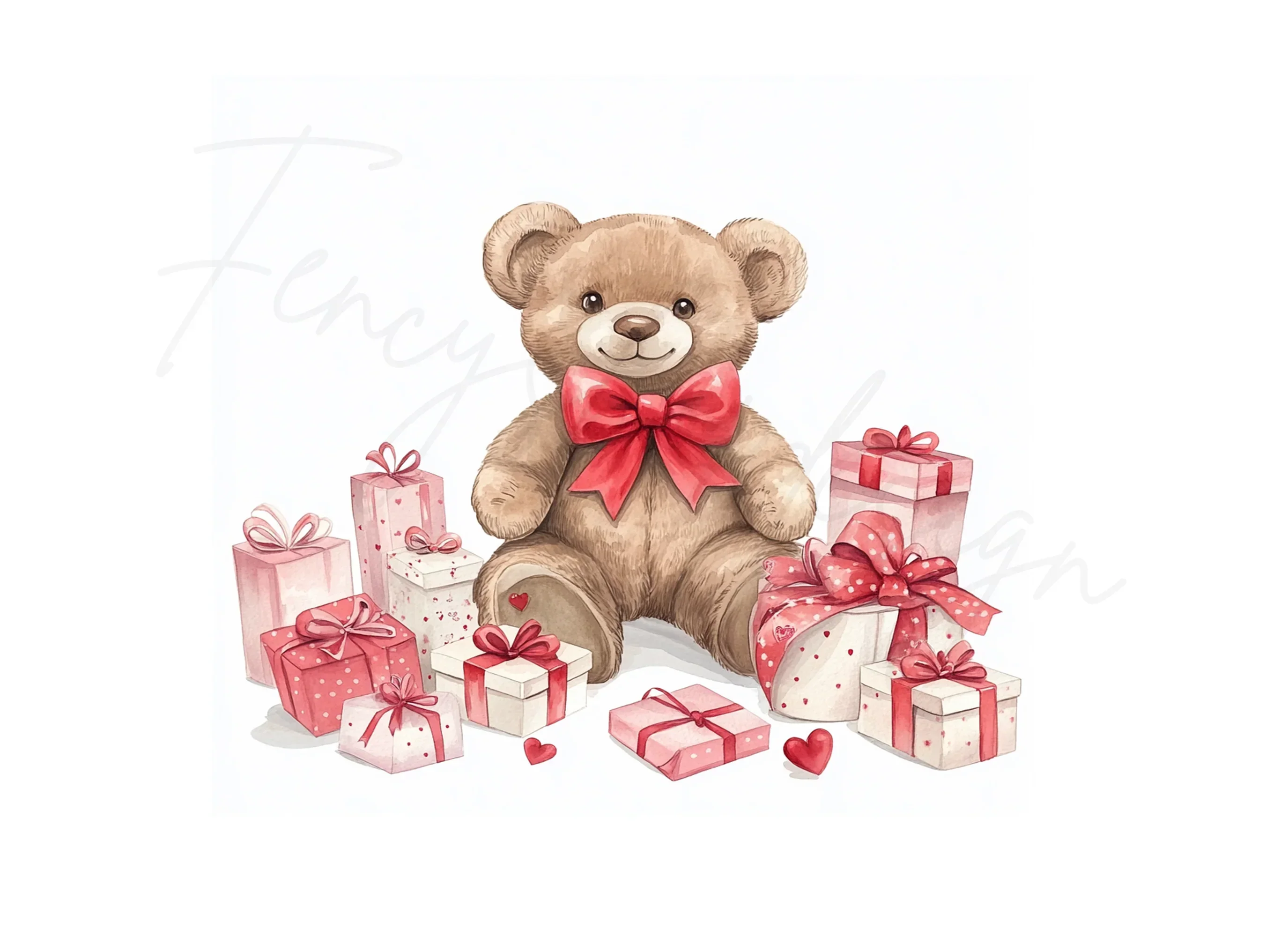 Cute Teddy Bear with Gifts Clipart Bundle - Image 3